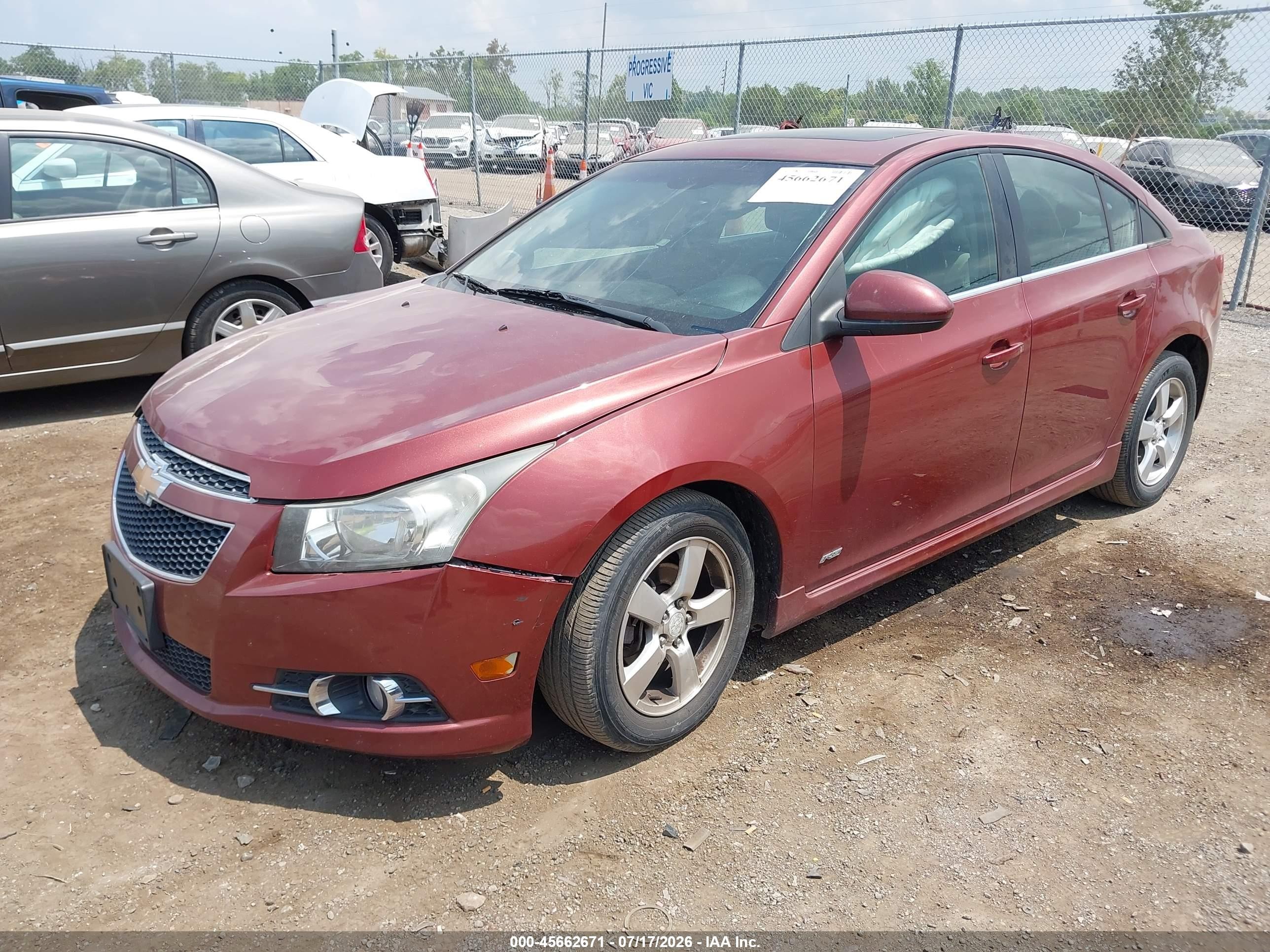 2012 Chevrolet Cruze 1lt Burgundy vin: 1G1PF5SC2C7218642