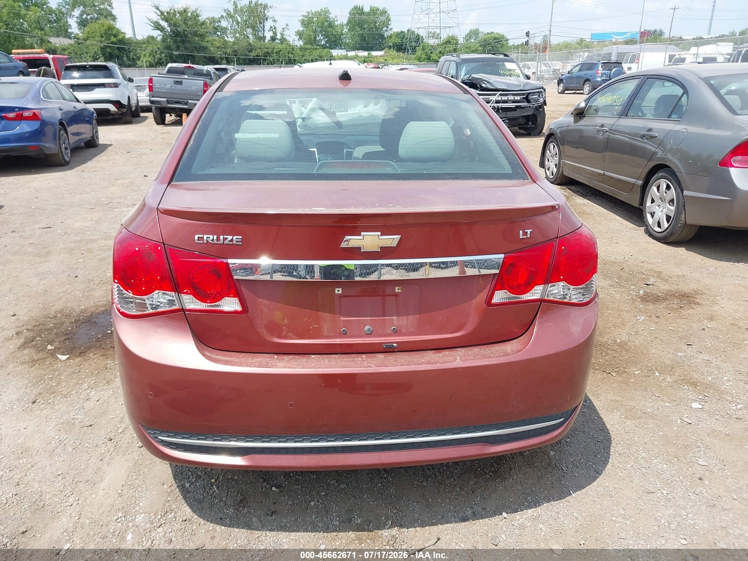 2012 Chevrolet Cruze 1lt Burgundy vin: 1G1PF5SC2C7218642