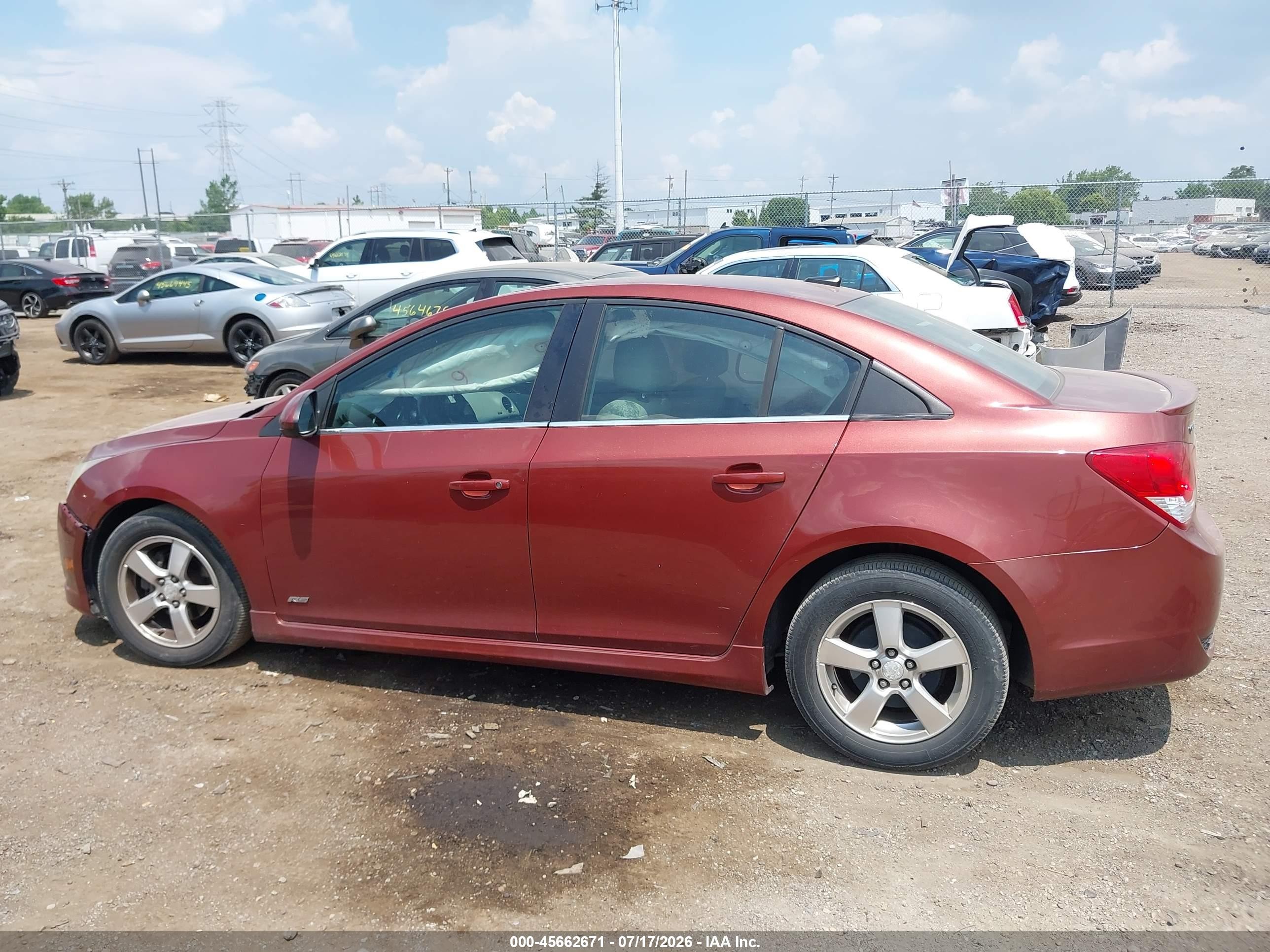 2012 Chevrolet Cruze 1lt Burgundy vin: 1G1PF5SC2C7218642