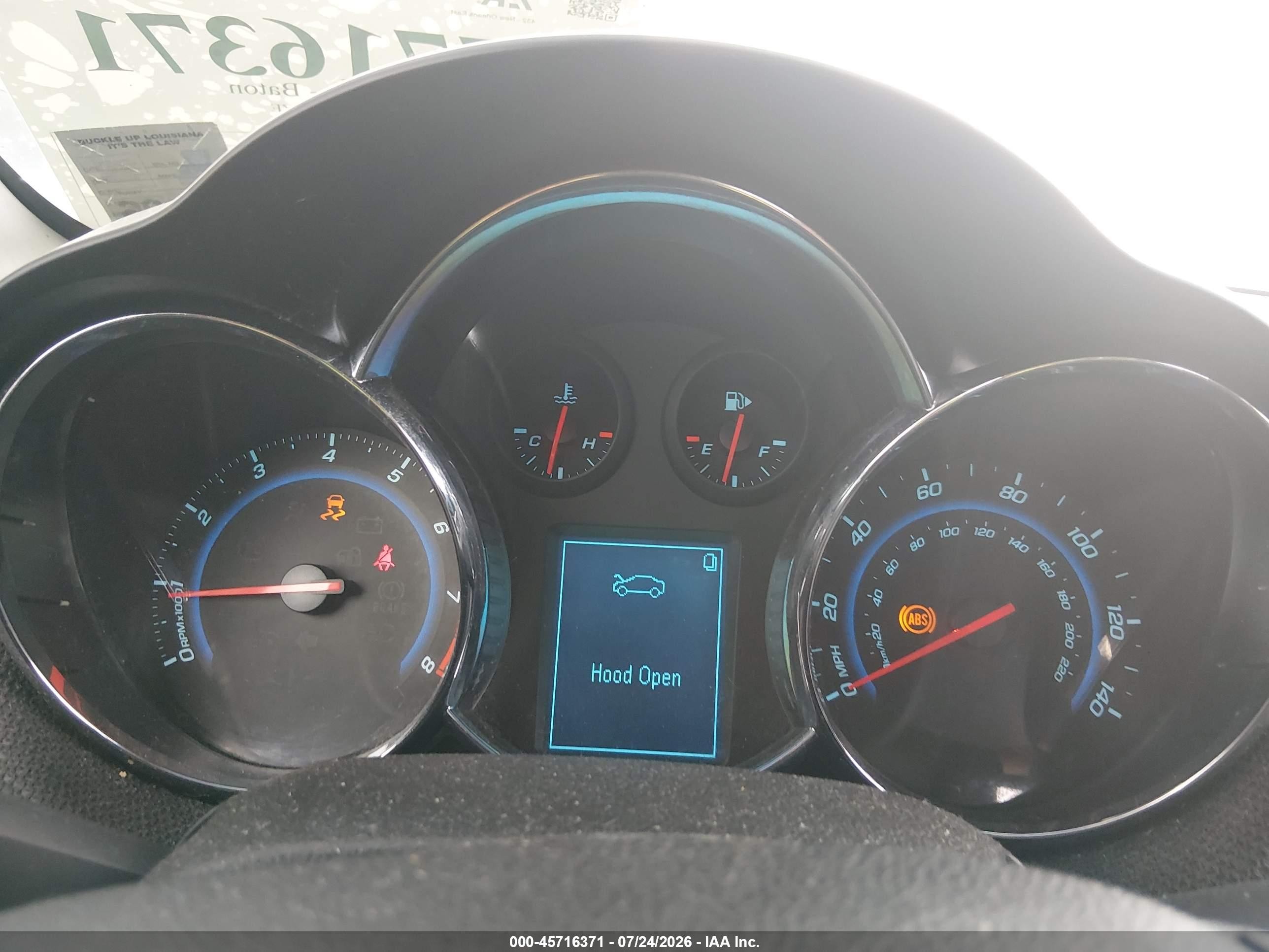 2012 Chevrolet Cruze 1lt Black vin: 1G1PF5SC2C7291879