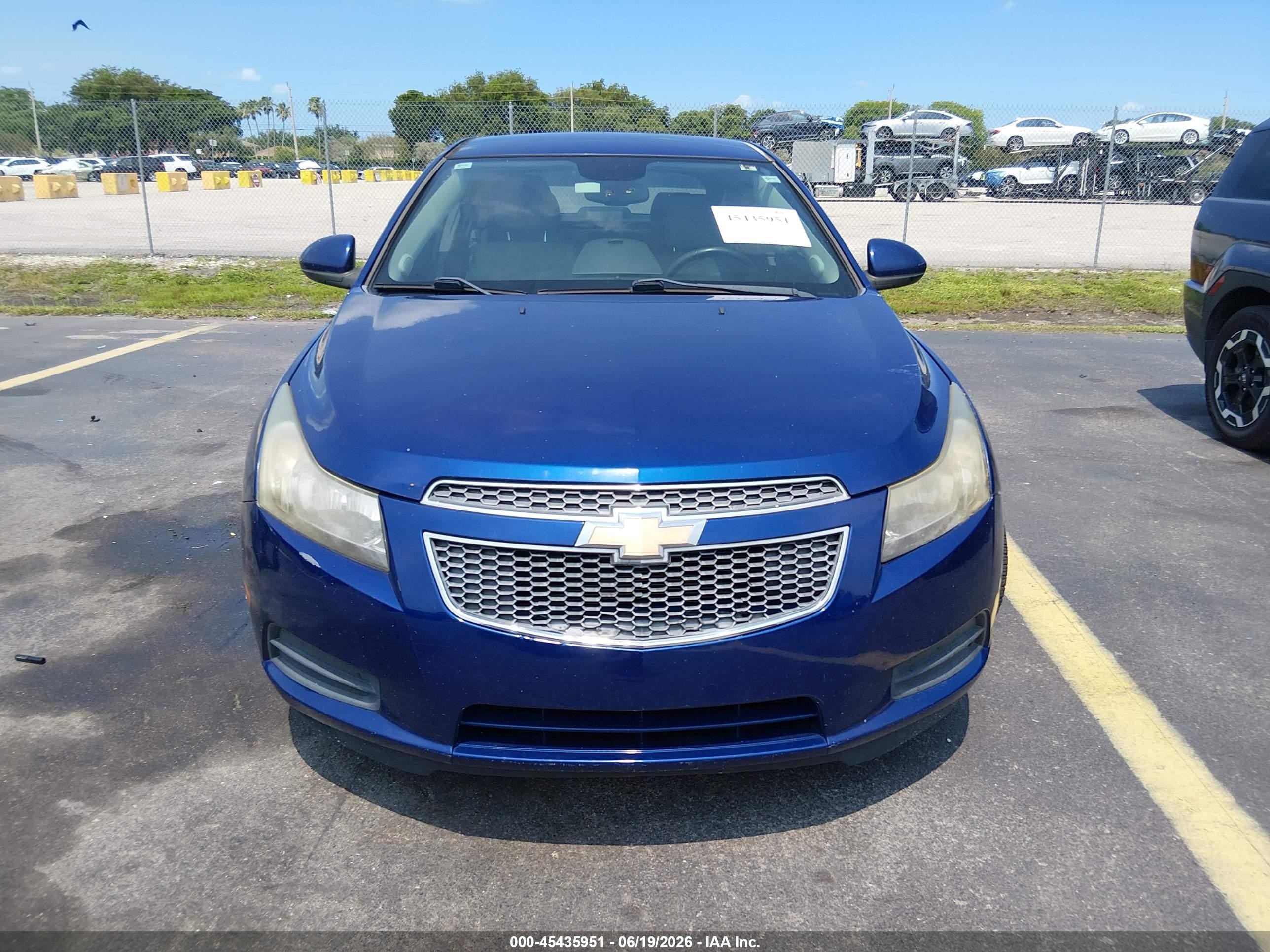 2012 Chevrolet Cruze 1lt Blue vin: 1G1PF5SC2C7338425