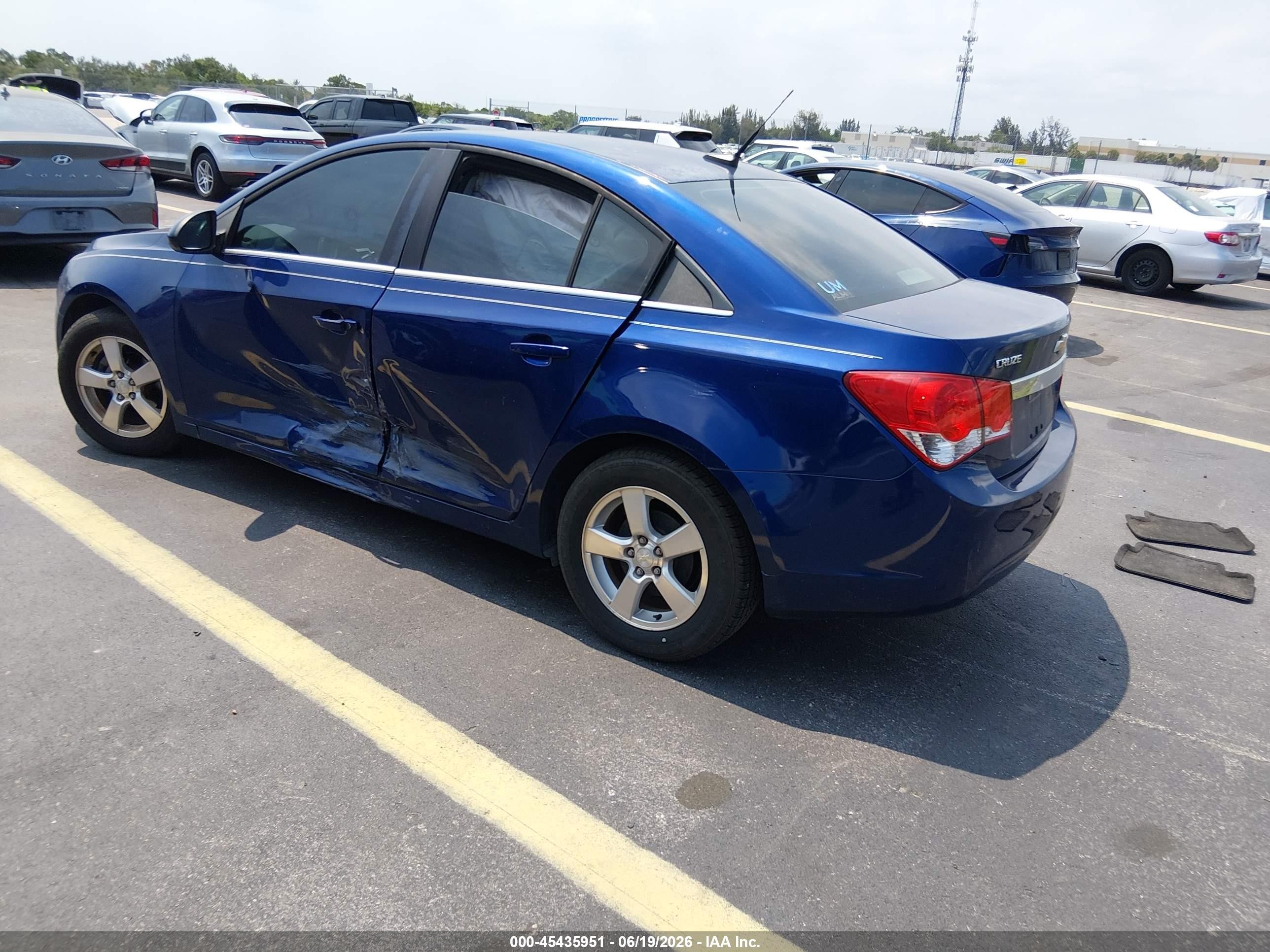 2012 Chevrolet Cruze 1lt Blue vin: 1G1PF5SC2C7338425