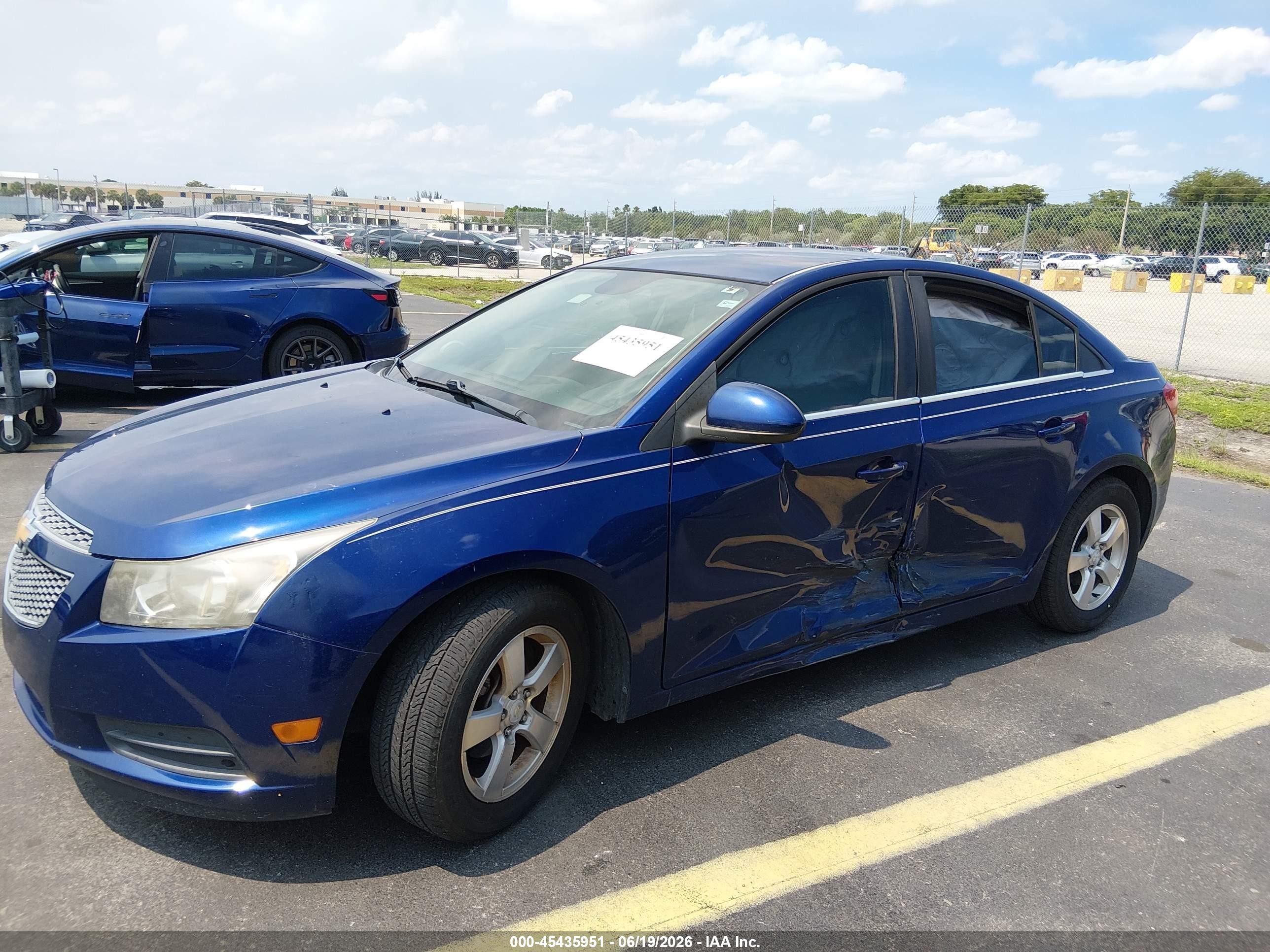 2012 Chevrolet Cruze 1lt Blue vin: 1G1PF5SC2C7338425