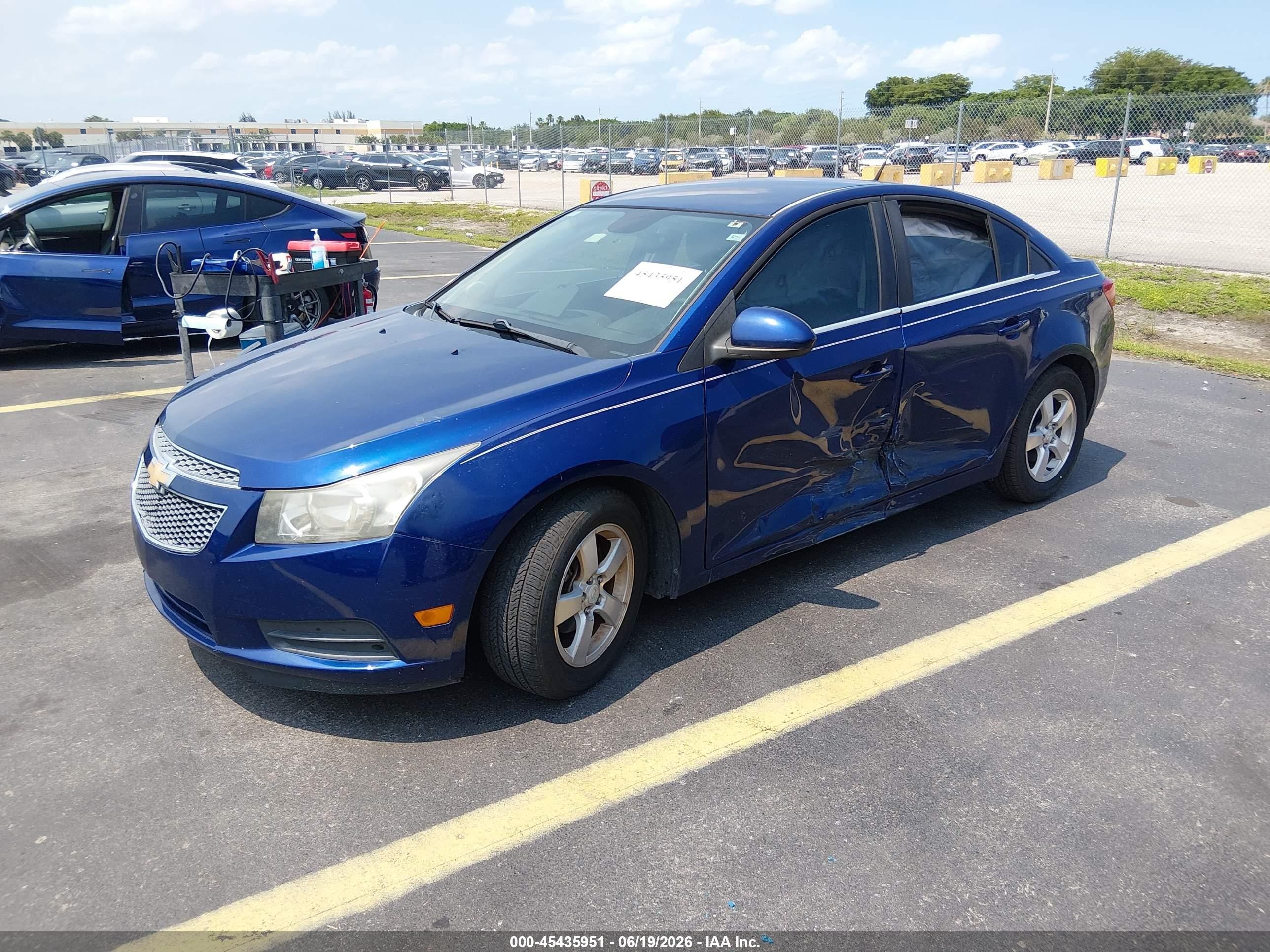 2012 Chevrolet Cruze 1lt Blue vin: 1G1PF5SC2C7338425