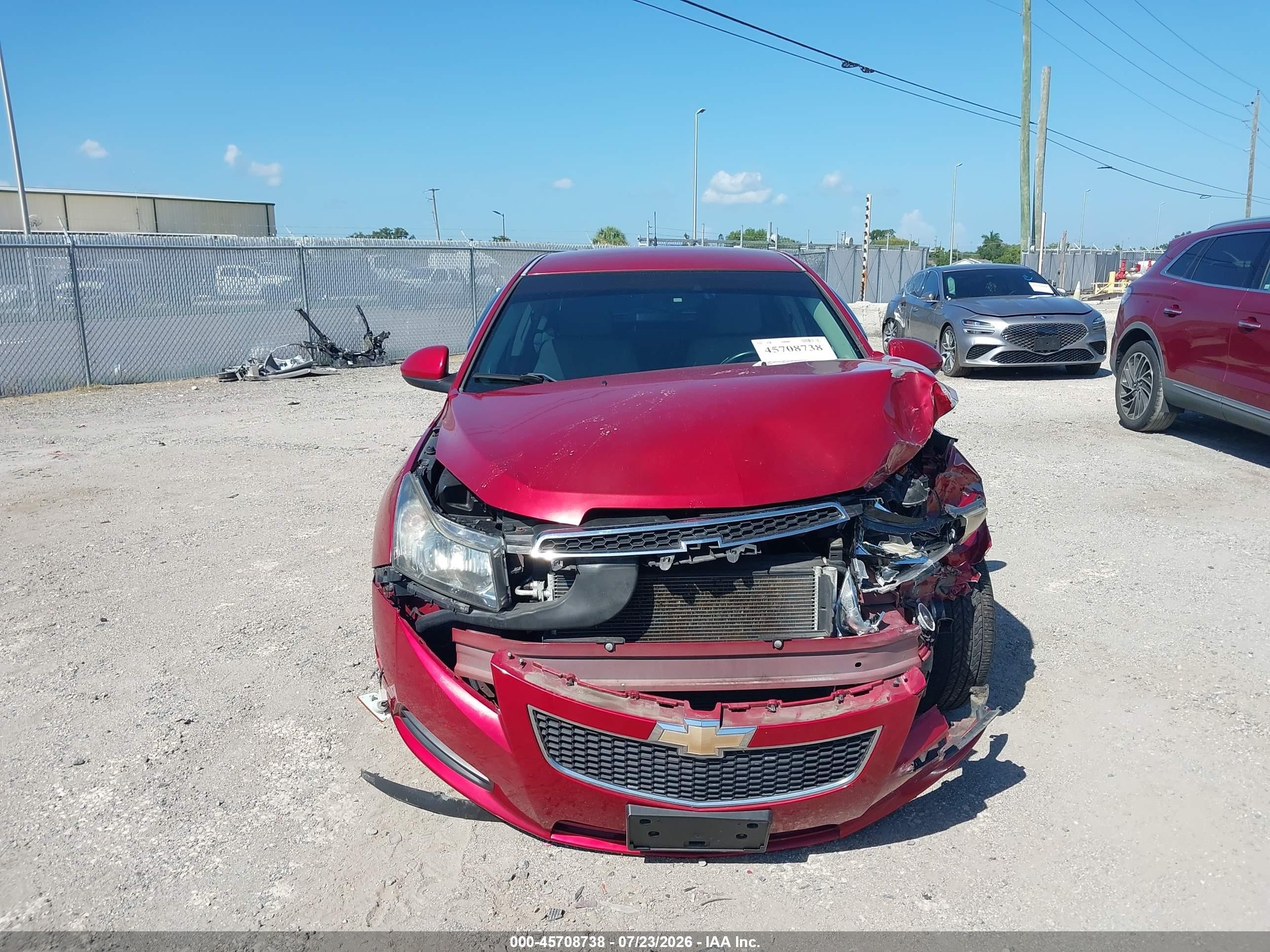 2012 Chevrolet Cruze 1lt Red vin: 1G1PF5SC3C7220397