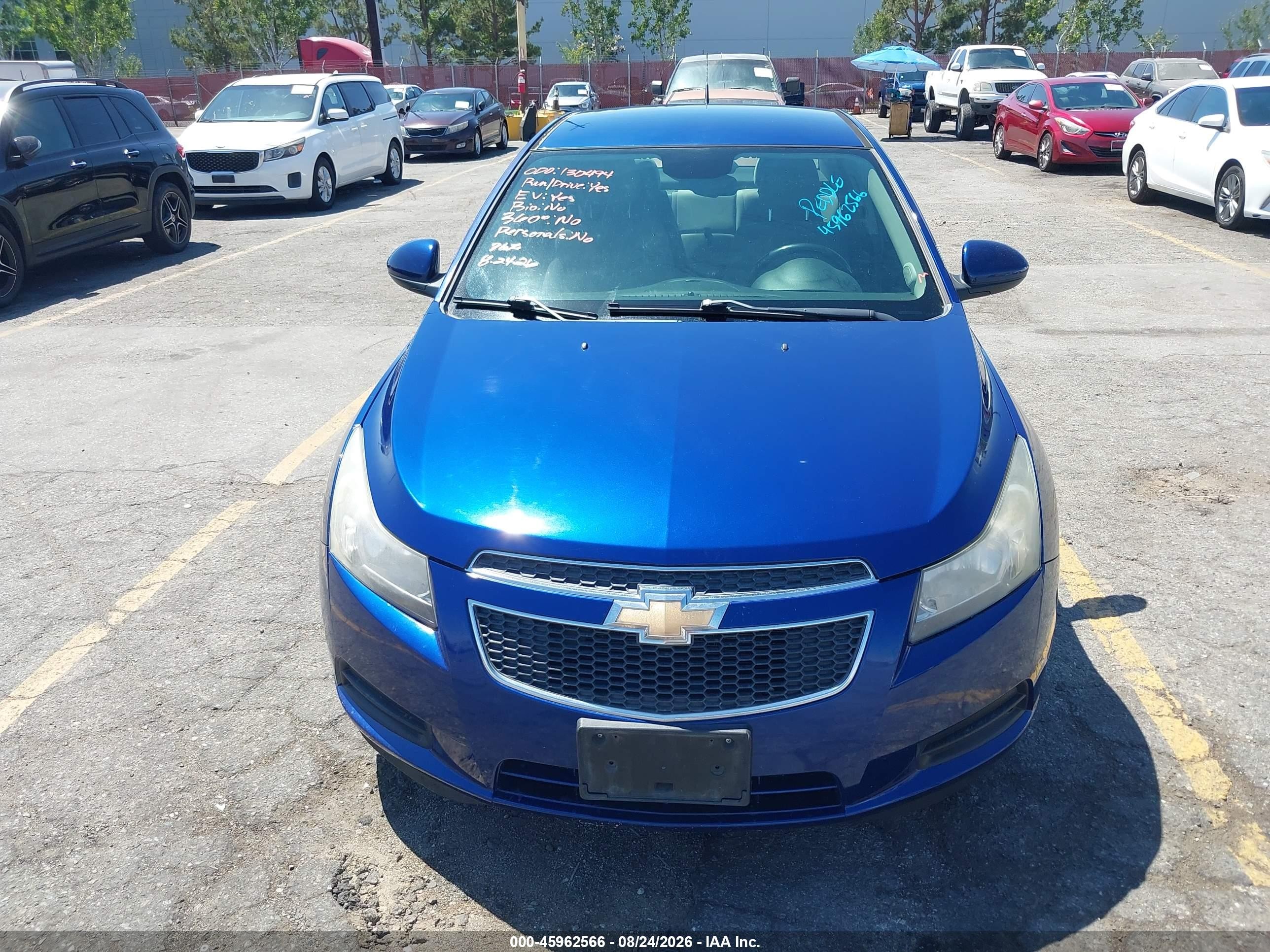 2012 Chevrolet Cruze 1lt Blue vin: 1G1PF5SC3C7364354