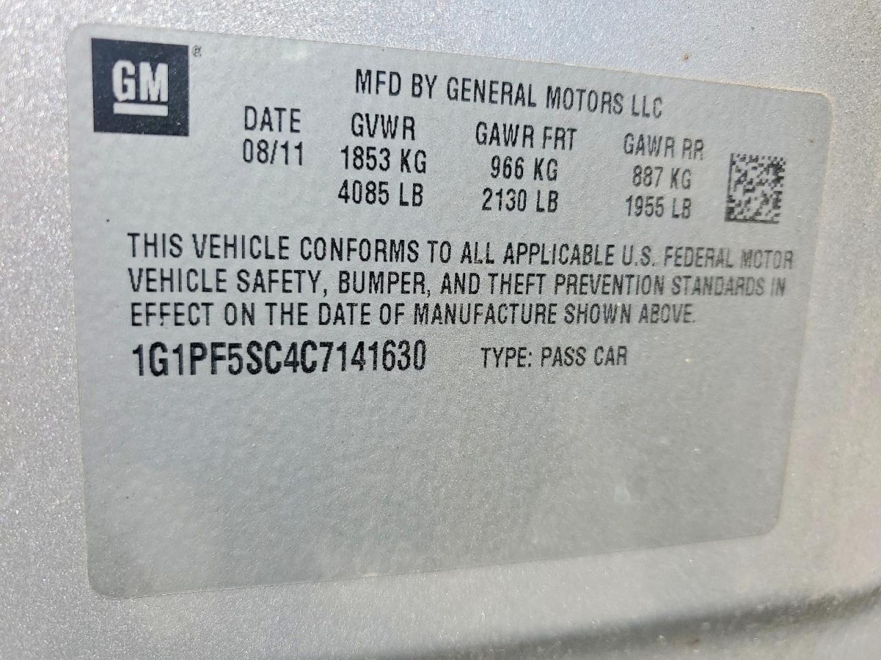 2012 Chevrolet Cruze Lt Silver vin: 1G1PF5SC4C7141630