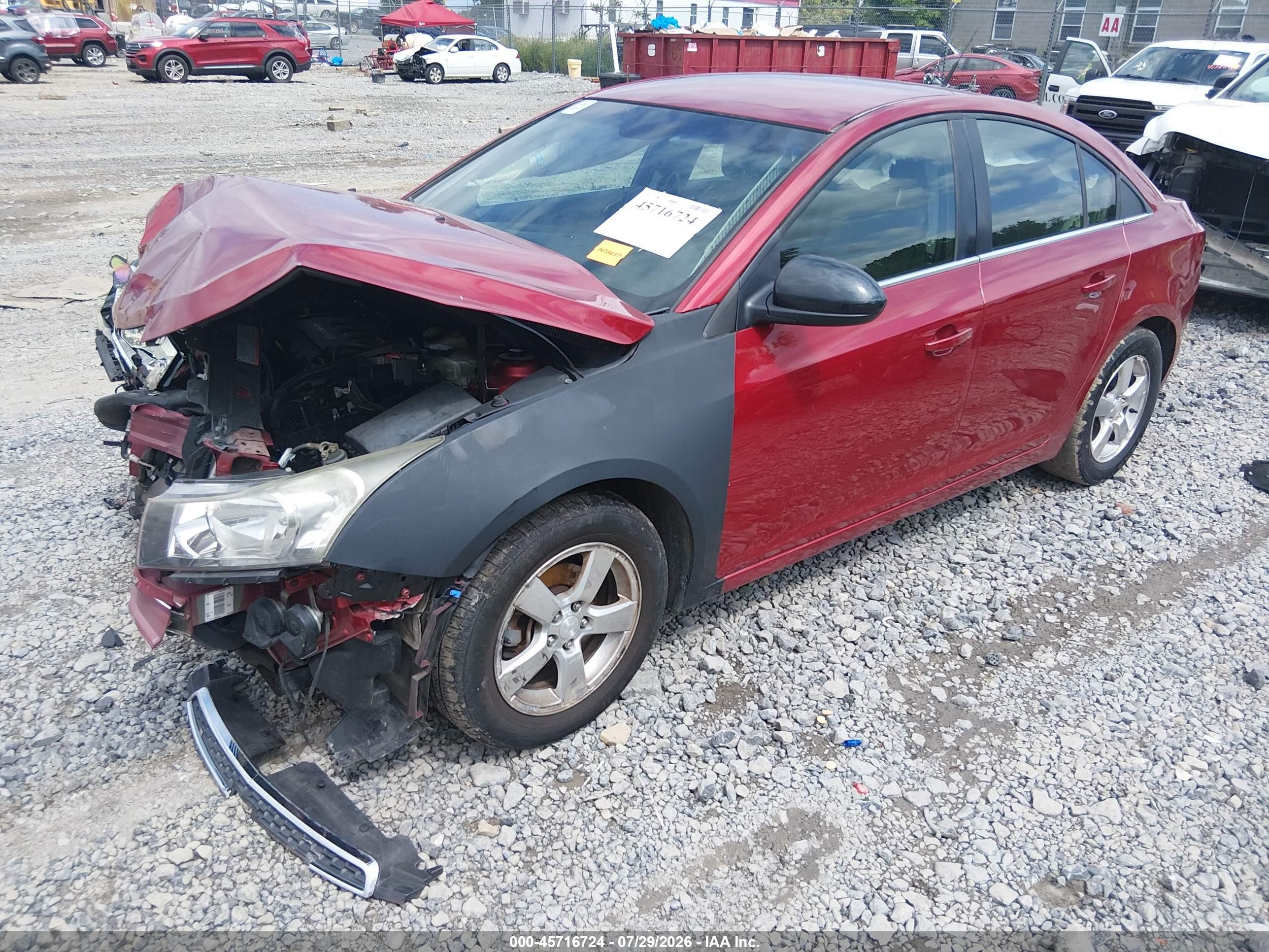 2012 Chevrolet Cruze 1lt Красный vin: 1G1PF5SC4C7245938