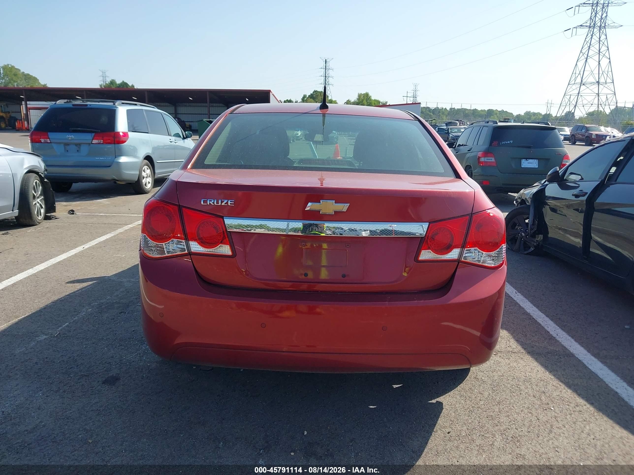 2012 Chevrolet Cruze 1lt Red vin: 1G1PF5SC5C7217579