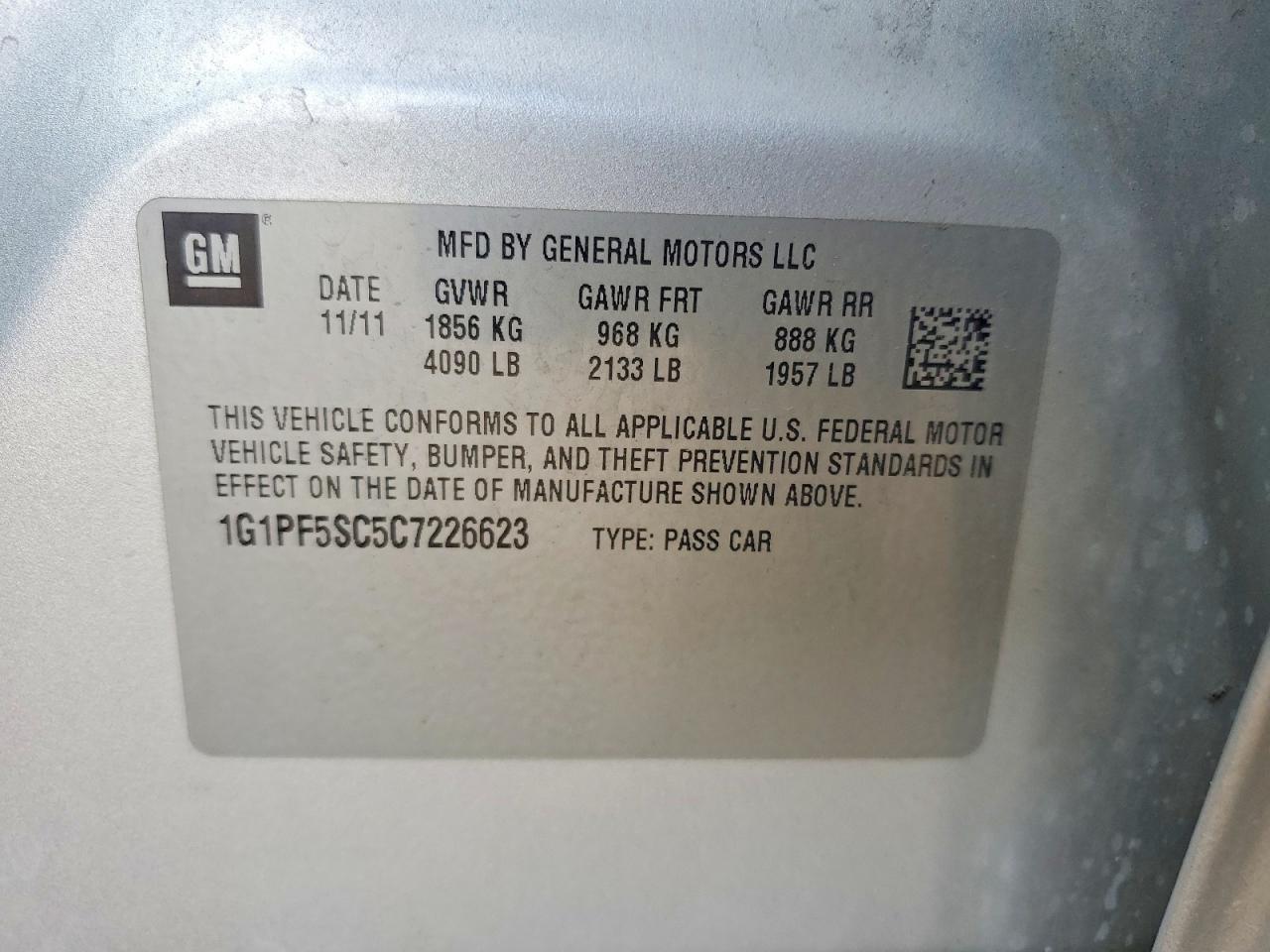 2012 Chevrolet Cruze Lt Silver vin: 1G1PF5SC5C7226623