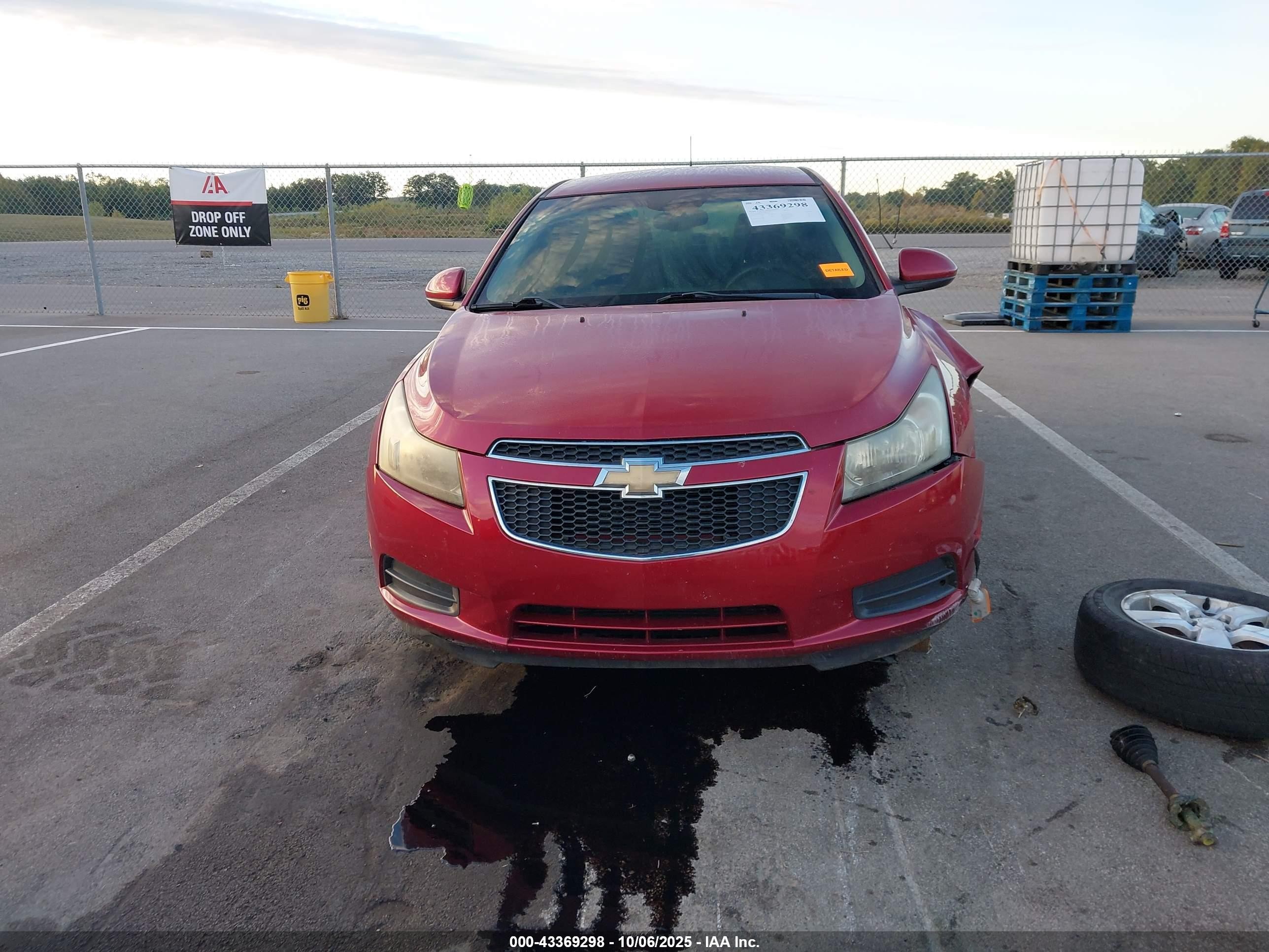 2012 Chevrolet Cruze 1lt Red vin: 1G1PF5SC5C7255104