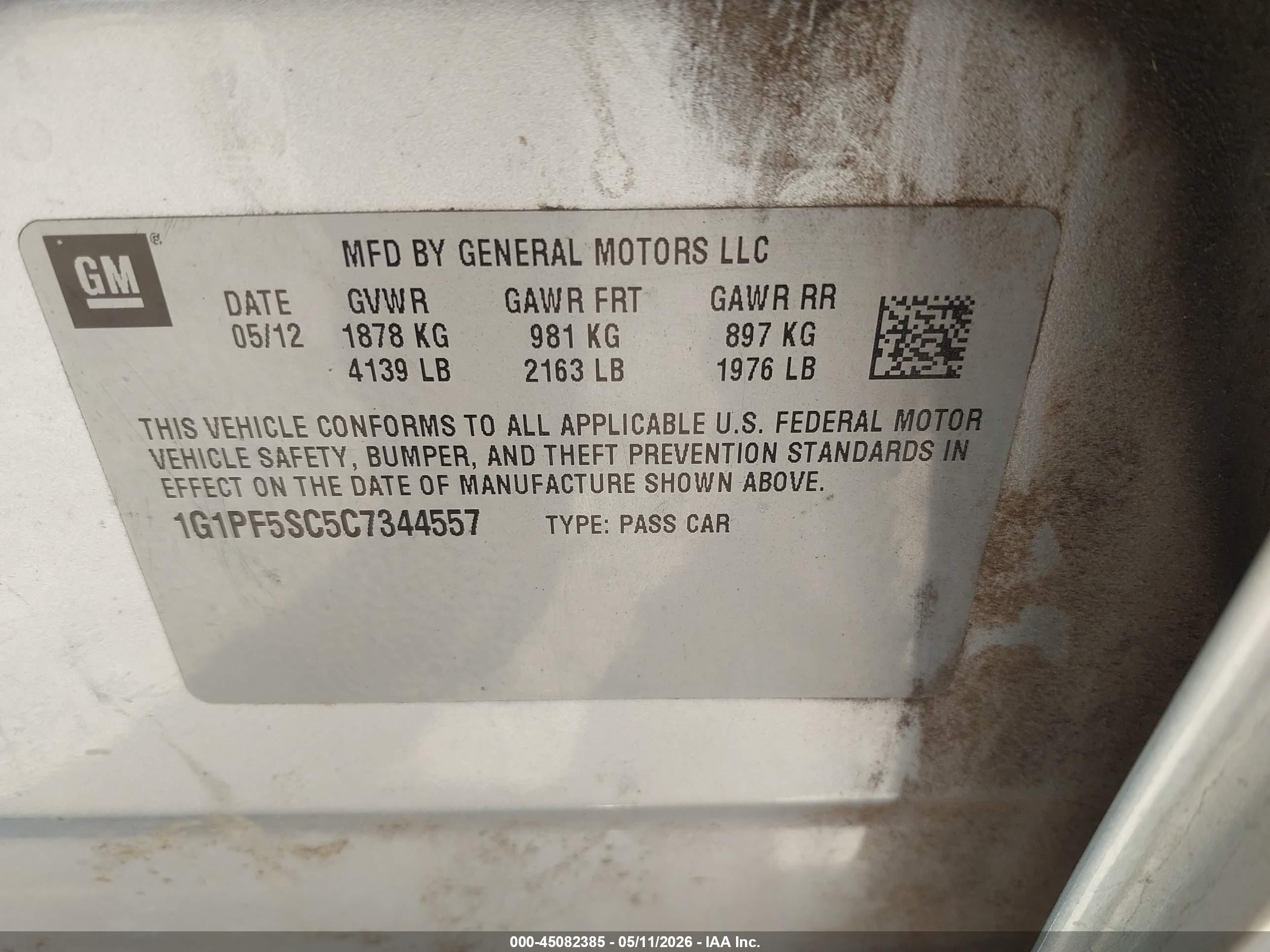 2012 Chevrolet Cruze 1lt Silver vin: 1G1PF5SC5C7344557