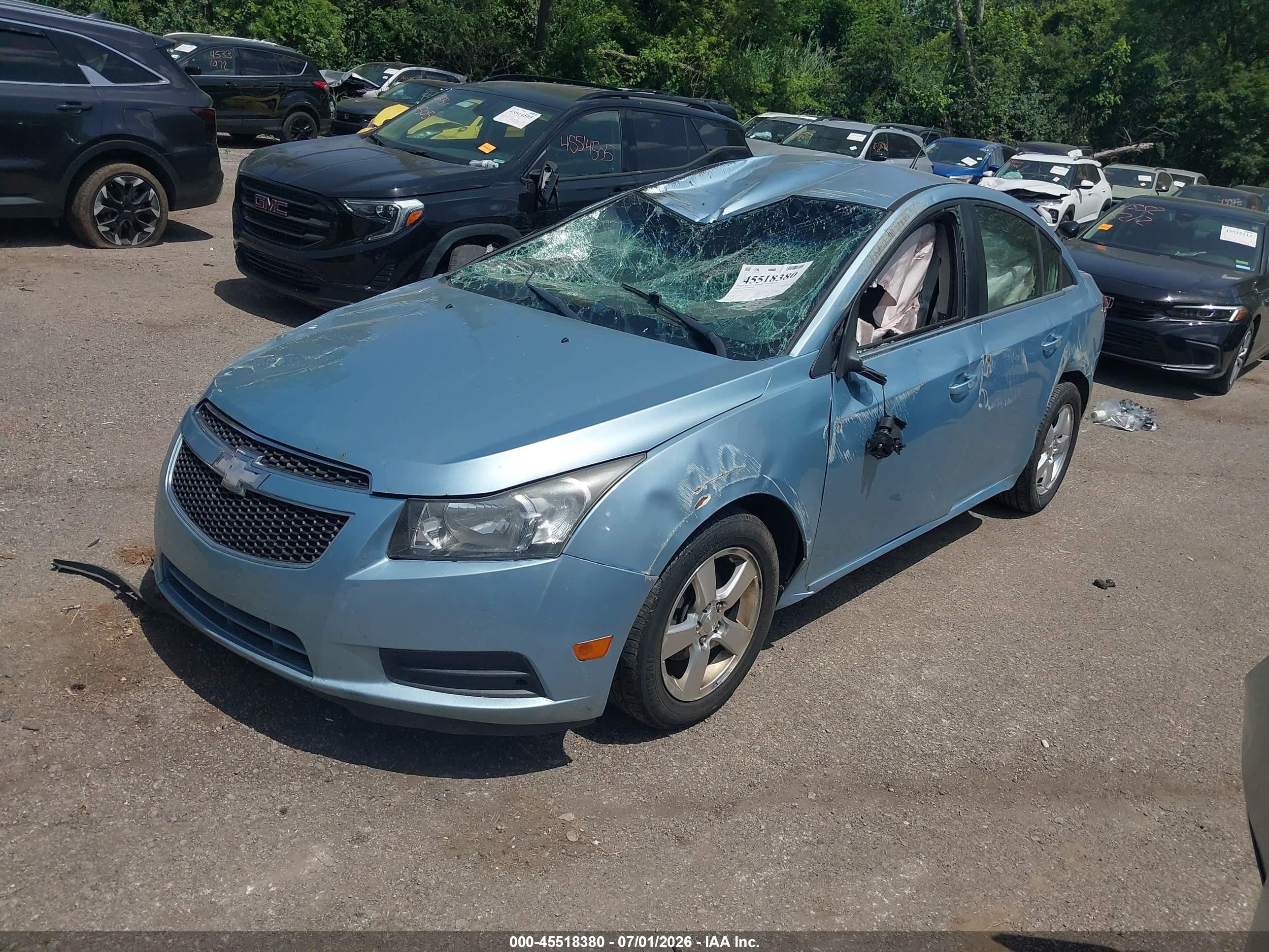 2012 Chevrolet Cruze 1lt Light Blue vin: 1G1PF5SC8C7160973