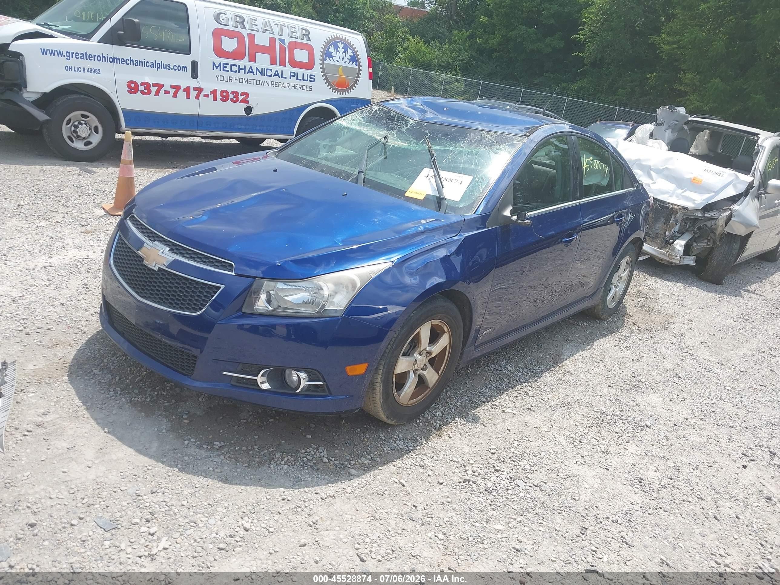 2012 Chevrolet Cruze 1lt Blue vin: 1G1PF5SC8C7196257
