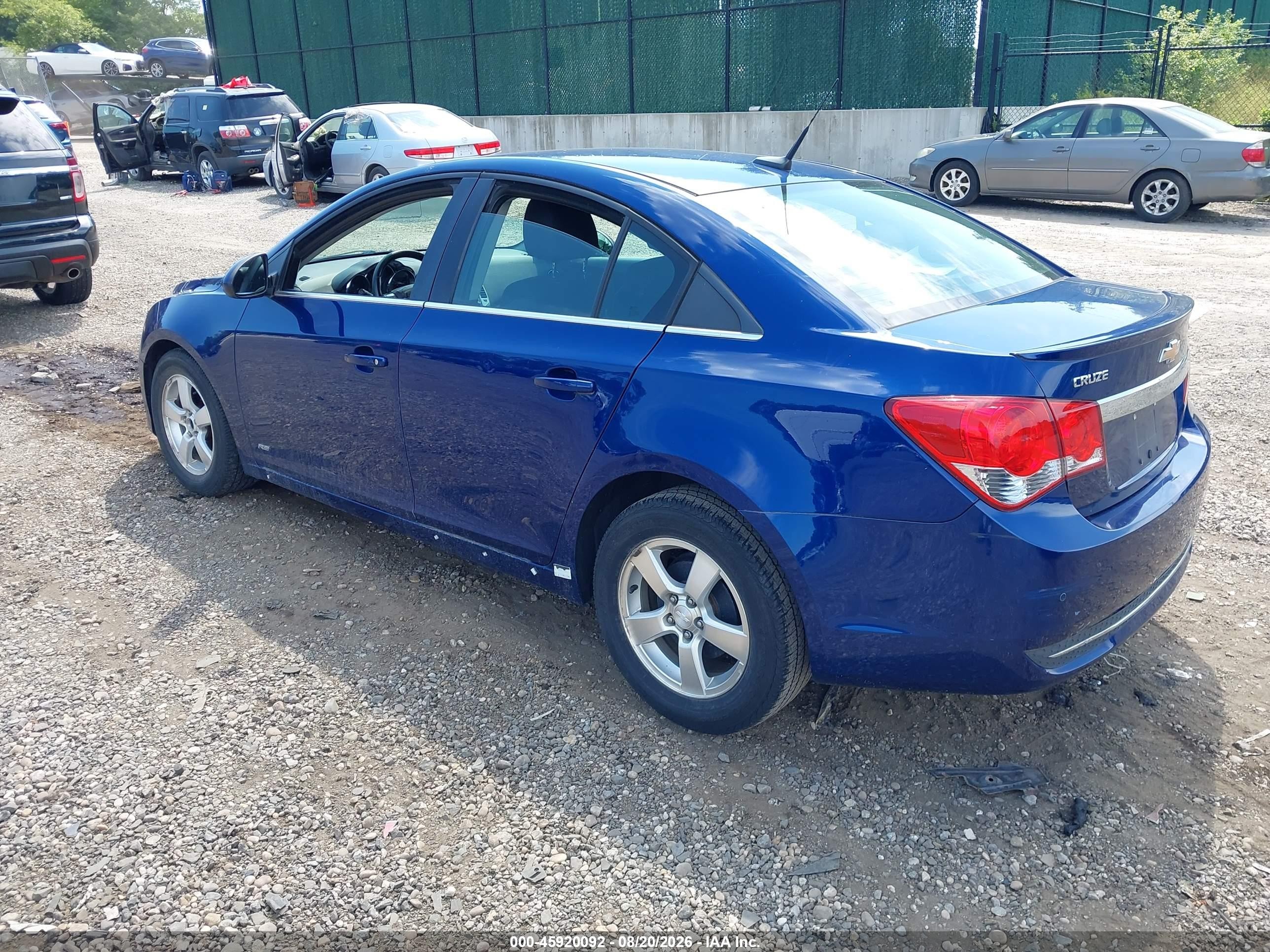 2012 Chevrolet Cruze 1lt Blue vin: 1G1PF5SC8C7273435