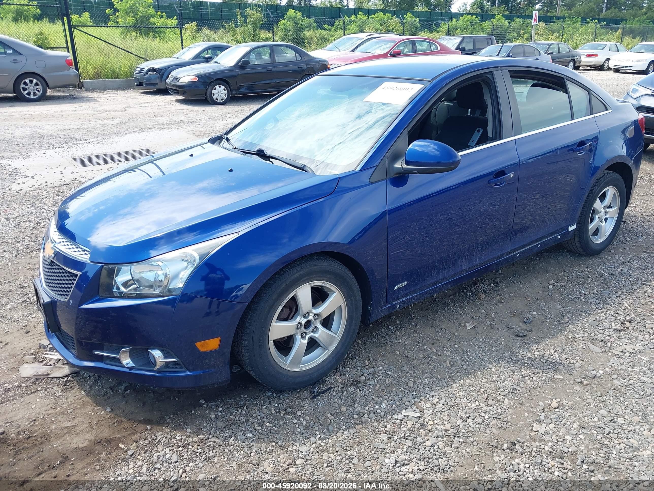 2012 Chevrolet Cruze 1lt Blue vin: 1G1PF5SC8C7273435