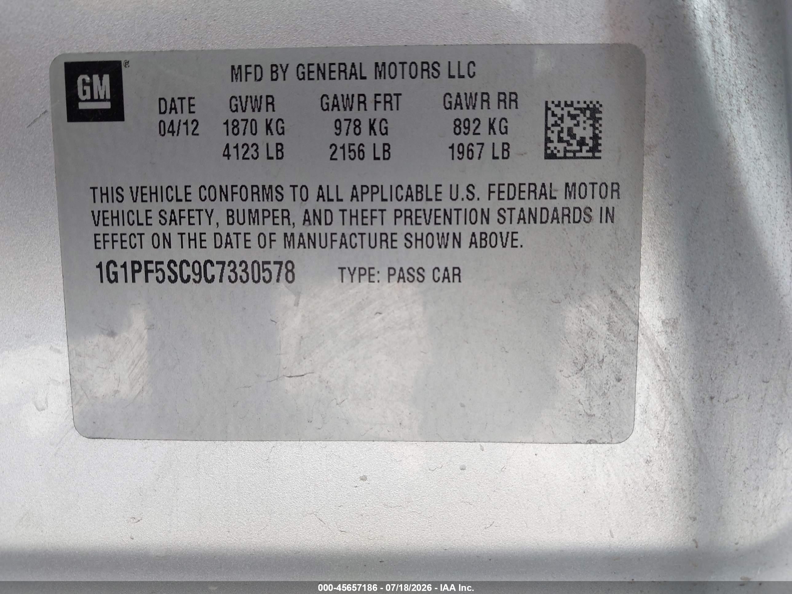 2012 Chevrolet Cruze 1lt Silver vin: 1G1PF5SC9C7330578