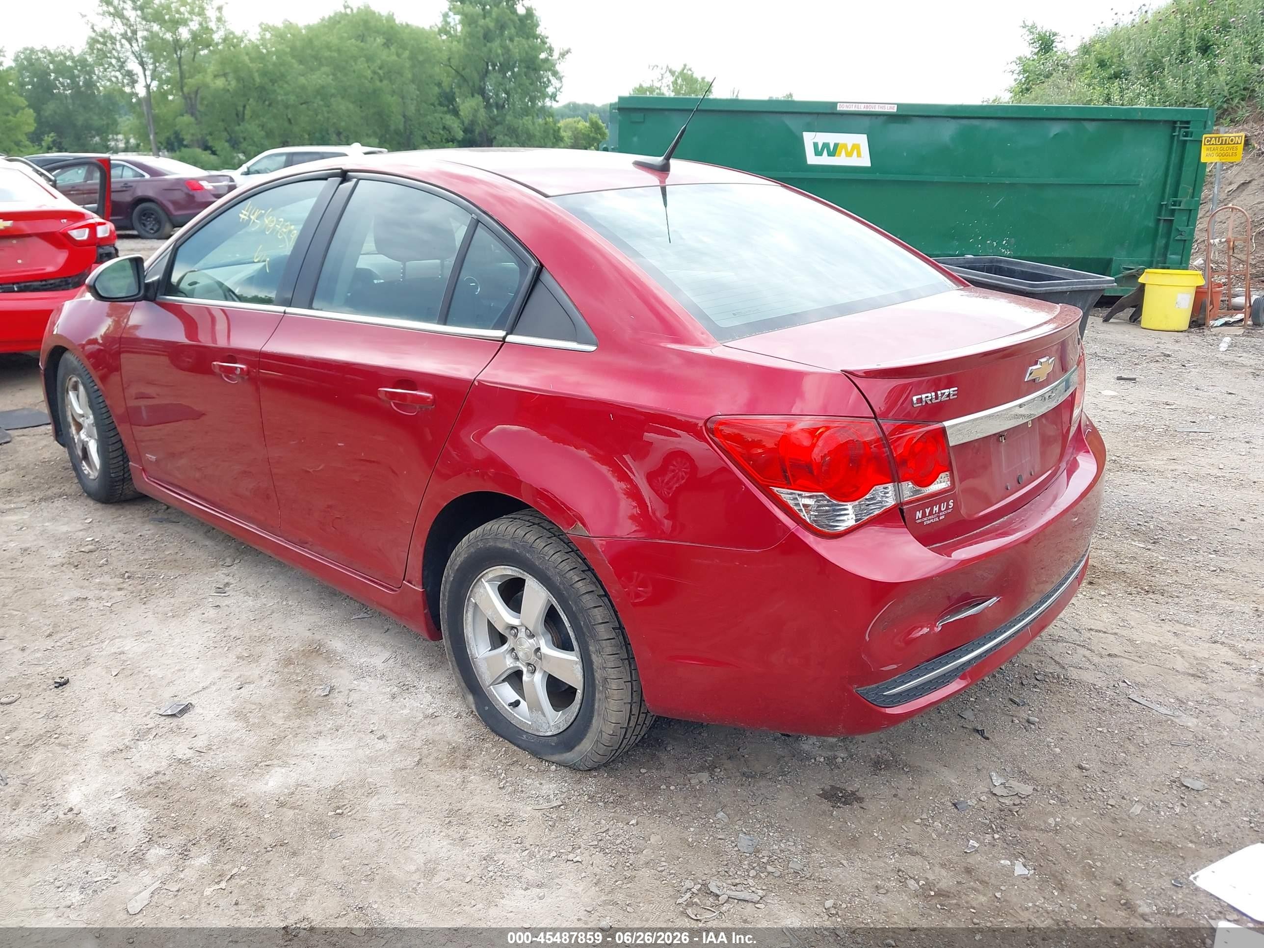 2012 Chevrolet Cruze 1lt Red vin: 1G1PF5SCXC7134777