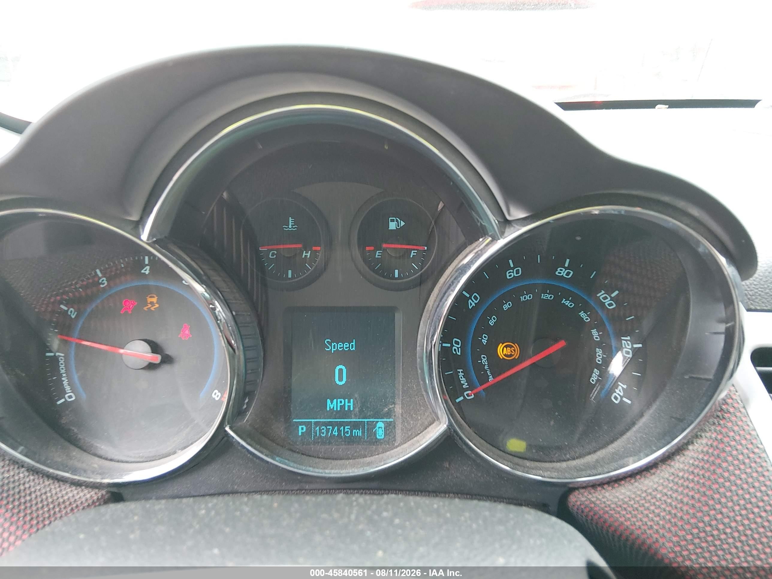 2012 Chevrolet Cruze 1lt Red vin: 1G1PF5SCXC7394239