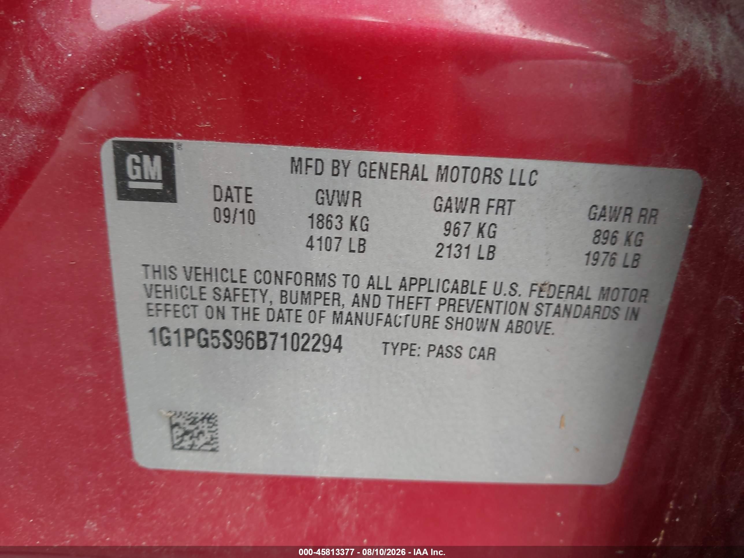 2011 Chevrolet Cruze 2lt Red vin: 1G1PG5S96B7102294