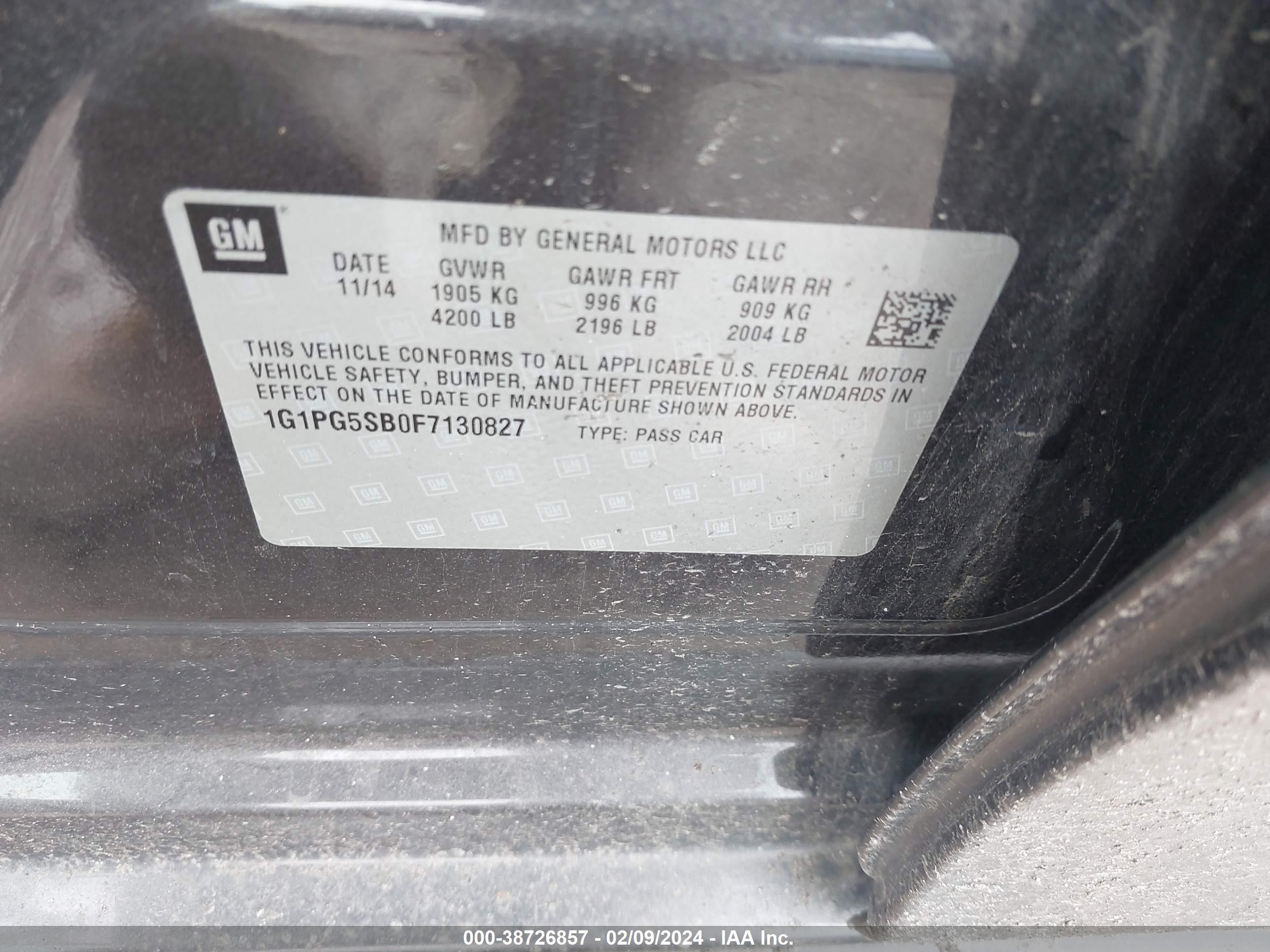 2015 Chevrolet Cruze Ltz Black vin: 1G1PG5SB0F7130827