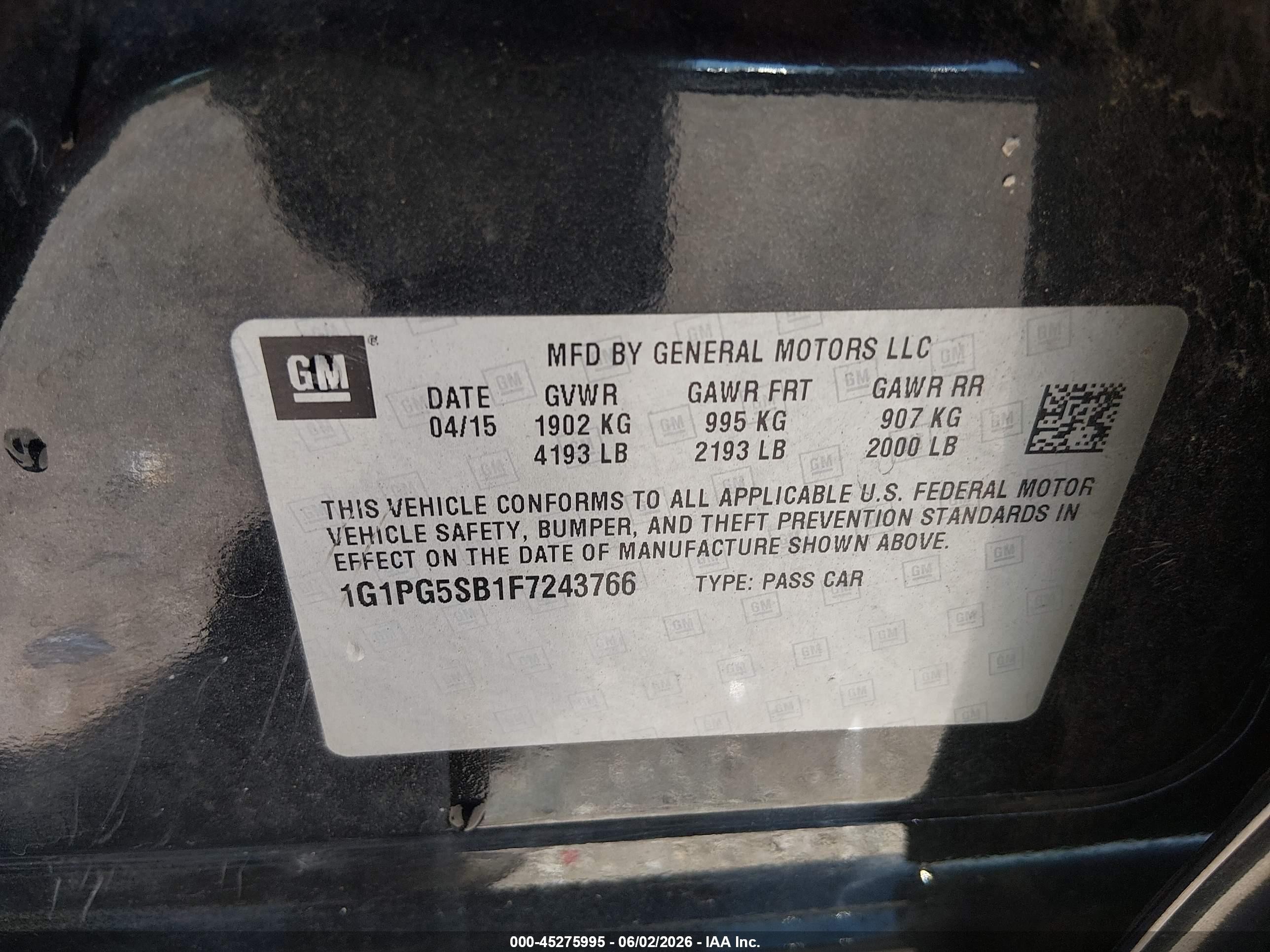 2015 Chevrolet Cruze Ltz Black vin: 1G1PG5SB1F7243766