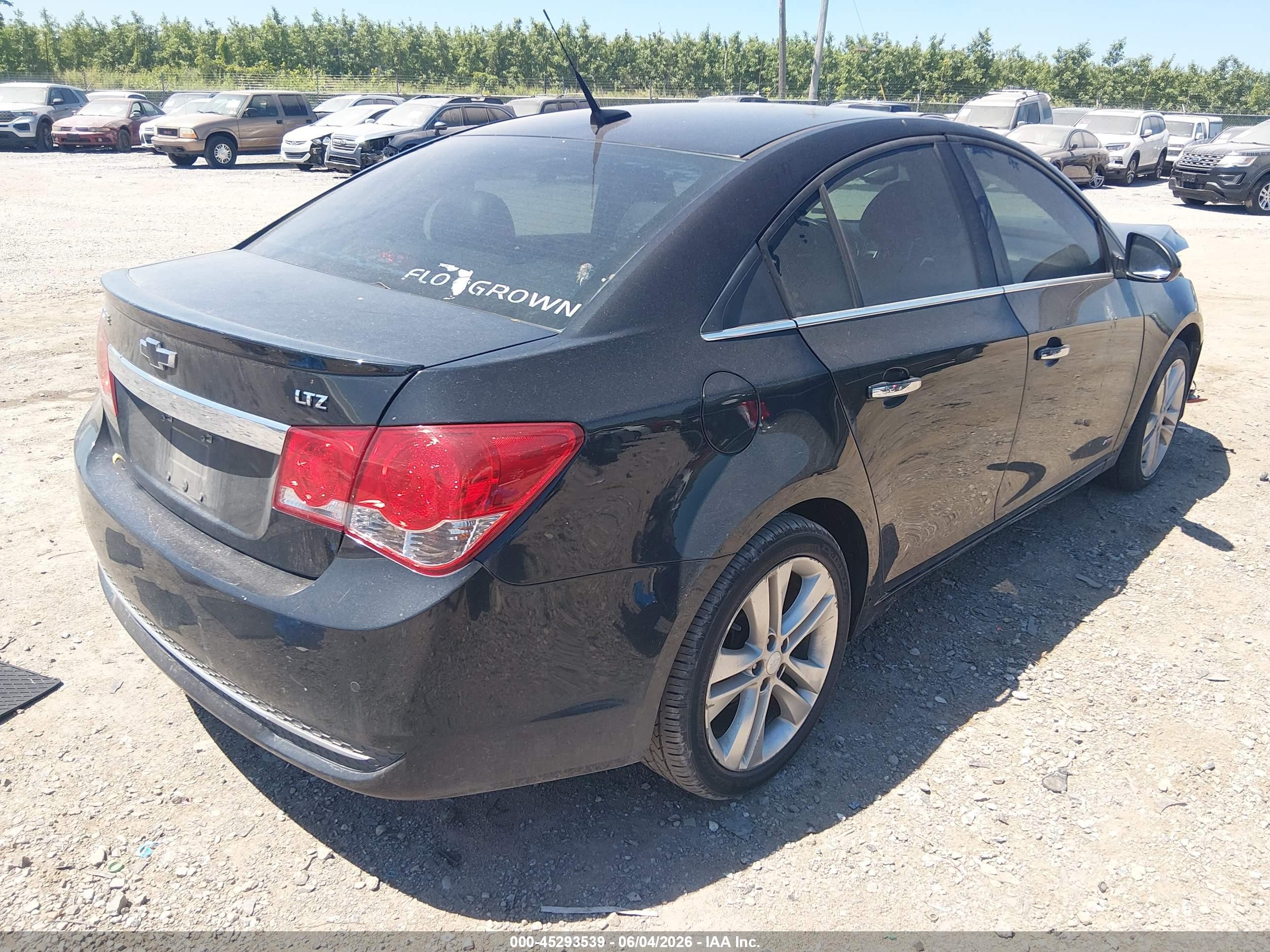 2013 Chevrolet Cruze Ltz Black vin: 1G1PG5SB2D7117395