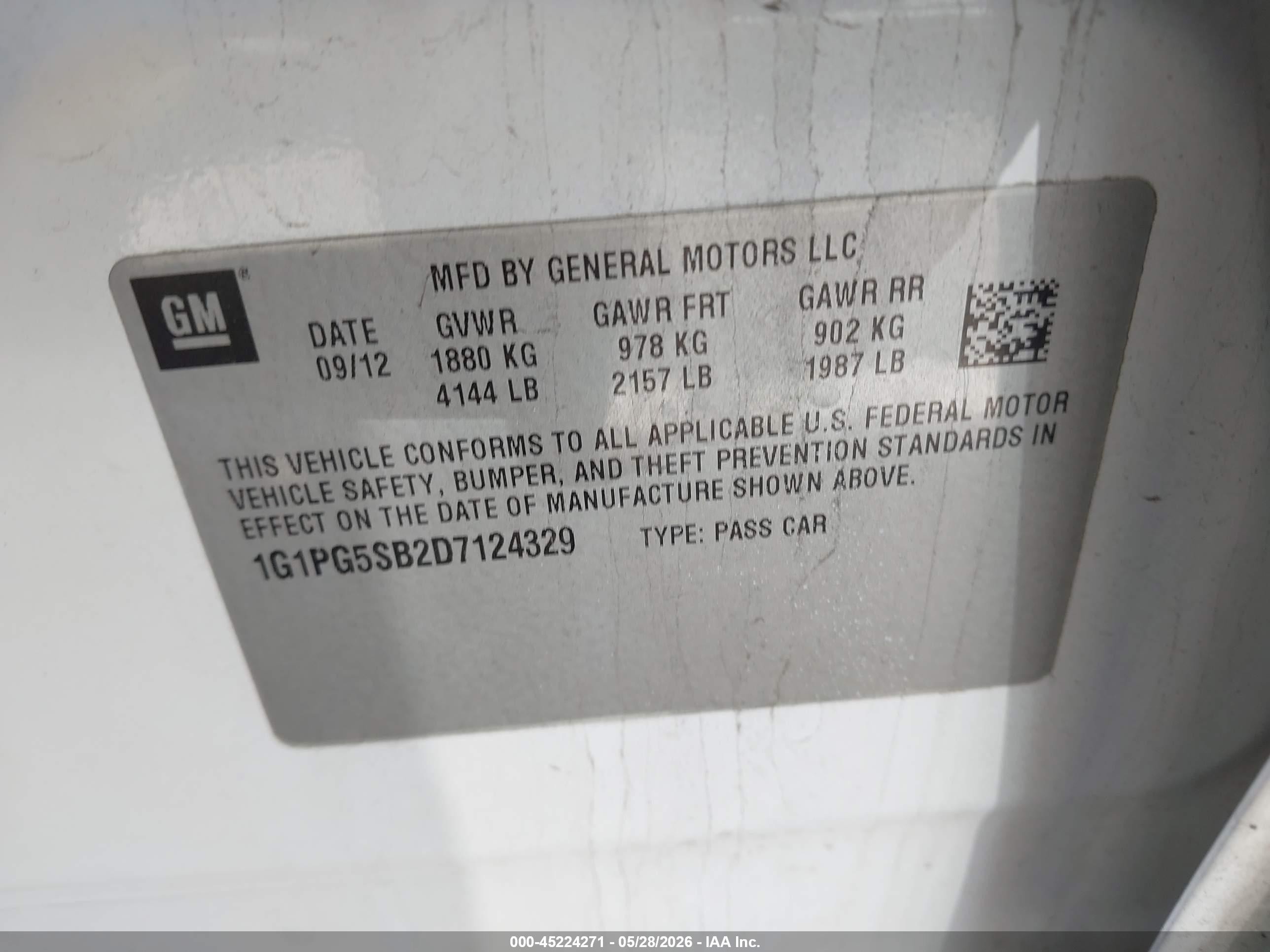 2013 Chevrolet Cruze Ltz White vin: 1G1PG5SB2D7124329