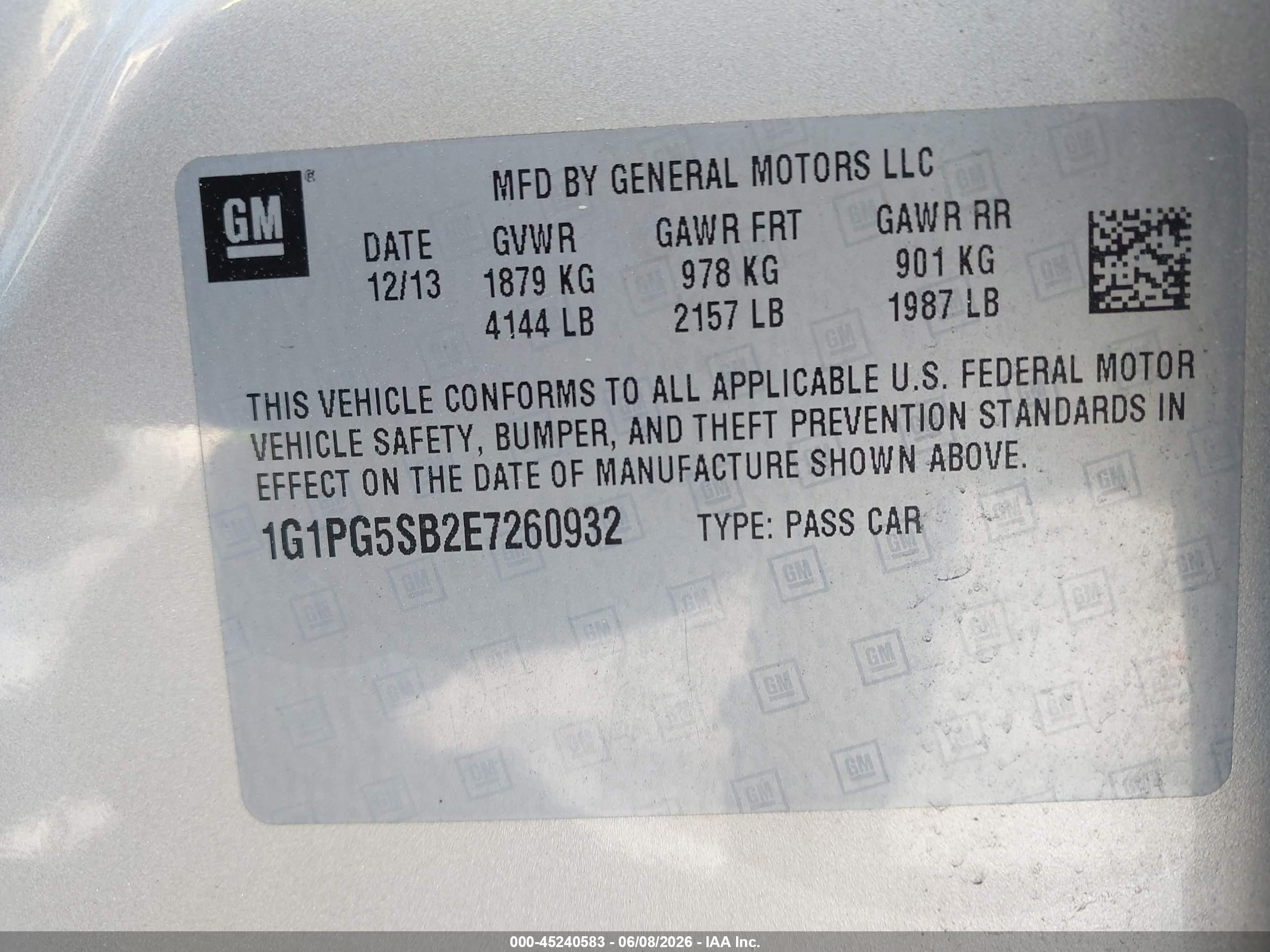 2014 Chevrolet Cruze Ltz Champagne vin: 1G1PG5SB2E7260932