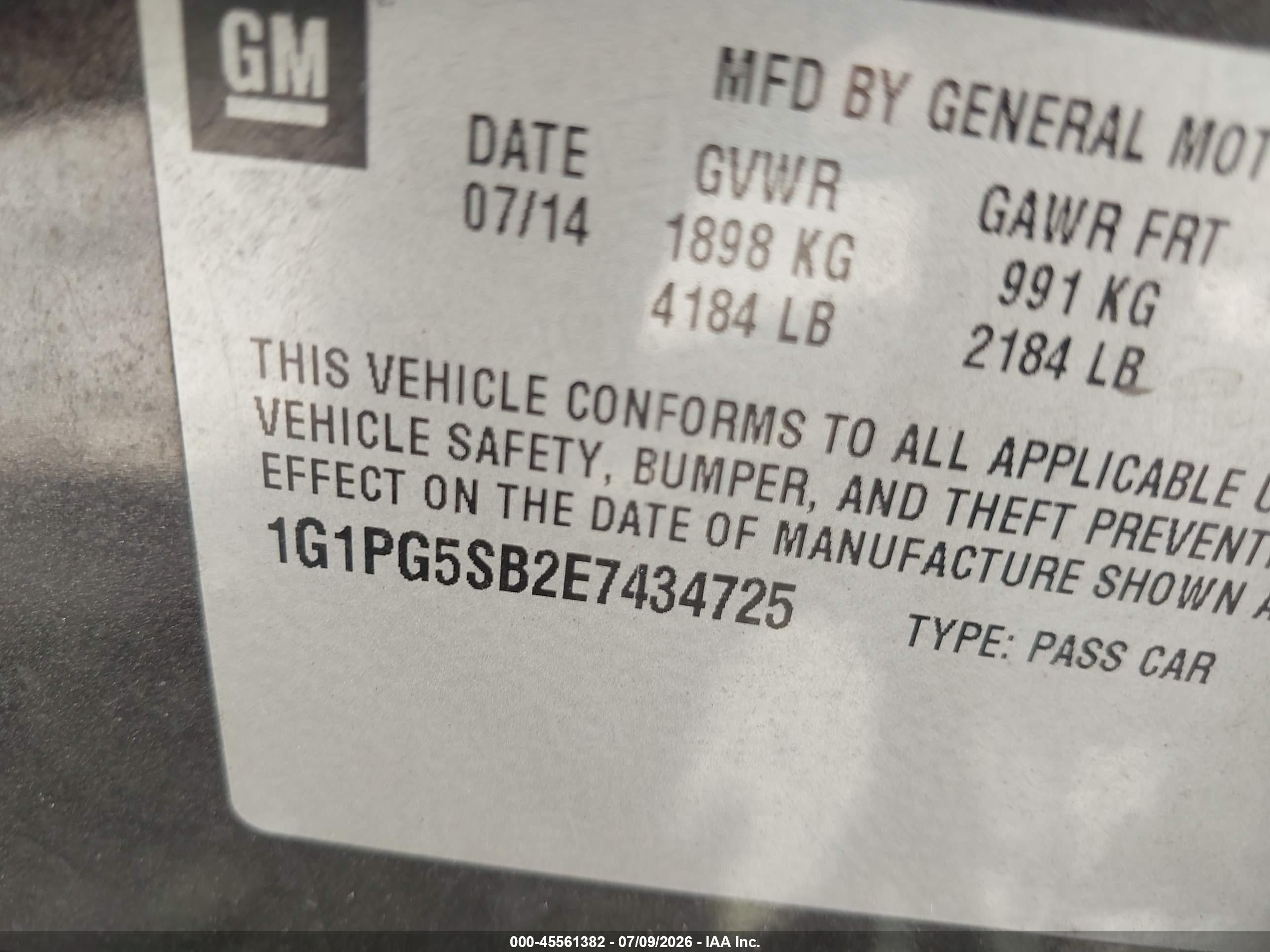 2014 Chevrolet Cruze Ltz Gray vin: 1G1PG5SB2E7434725