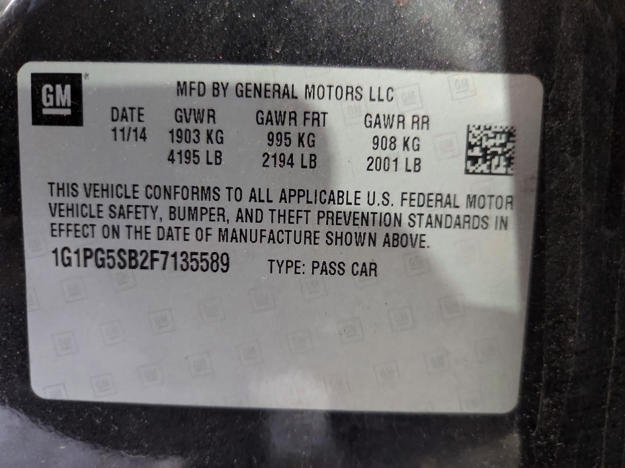 2015 Chevrolet Cruze Ltz Black vin: 1G1PG5SB2F7135589