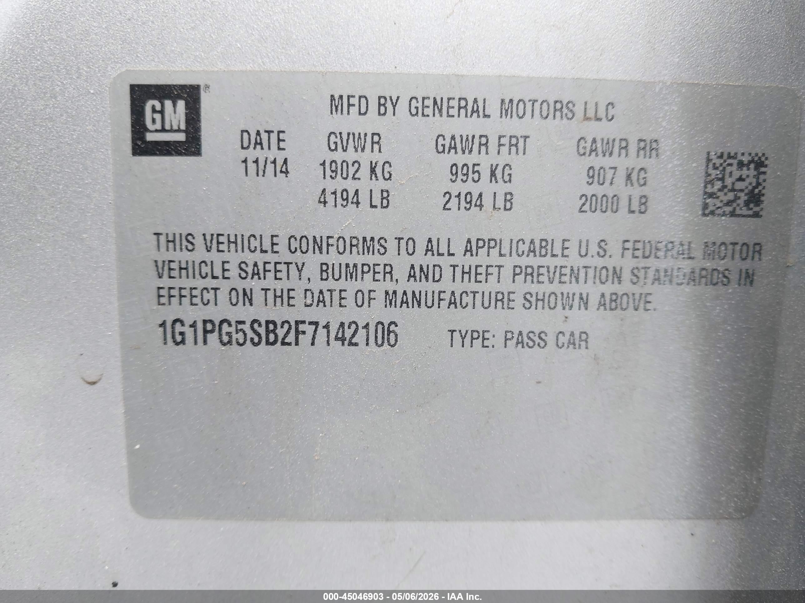 2015 Chevrolet Cruze Ltz Серебряный vin: 1G1PG5SB2F7142106