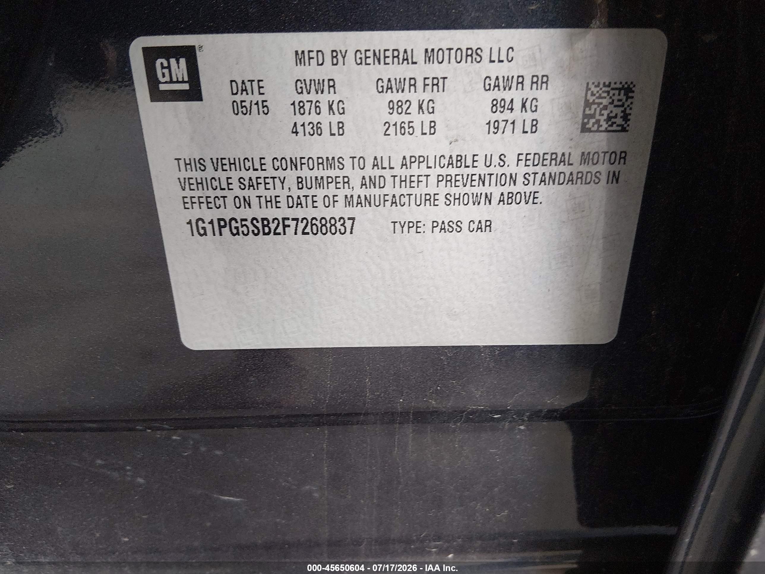 2015 Chevrolet Cruze Ltz Gray vin: 1G1PG5SB2F7268837