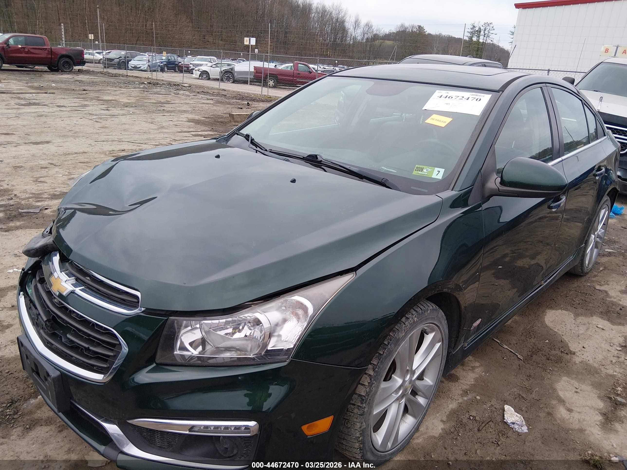 2015 Chevrolet Cruze Ltz Green vin: 1G1PG5SB2F7287730