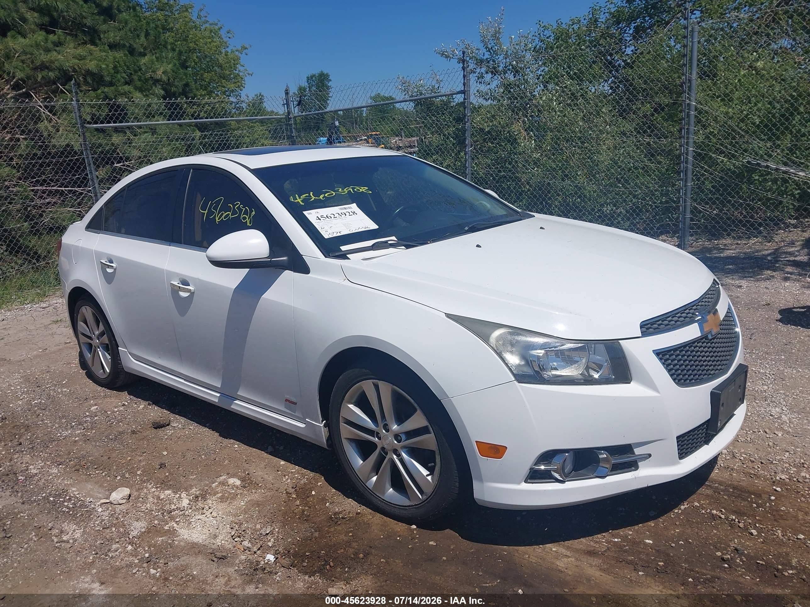 2013 Chevrolet Cruze Ltz White vin: 1G1PG5SB3D7153564