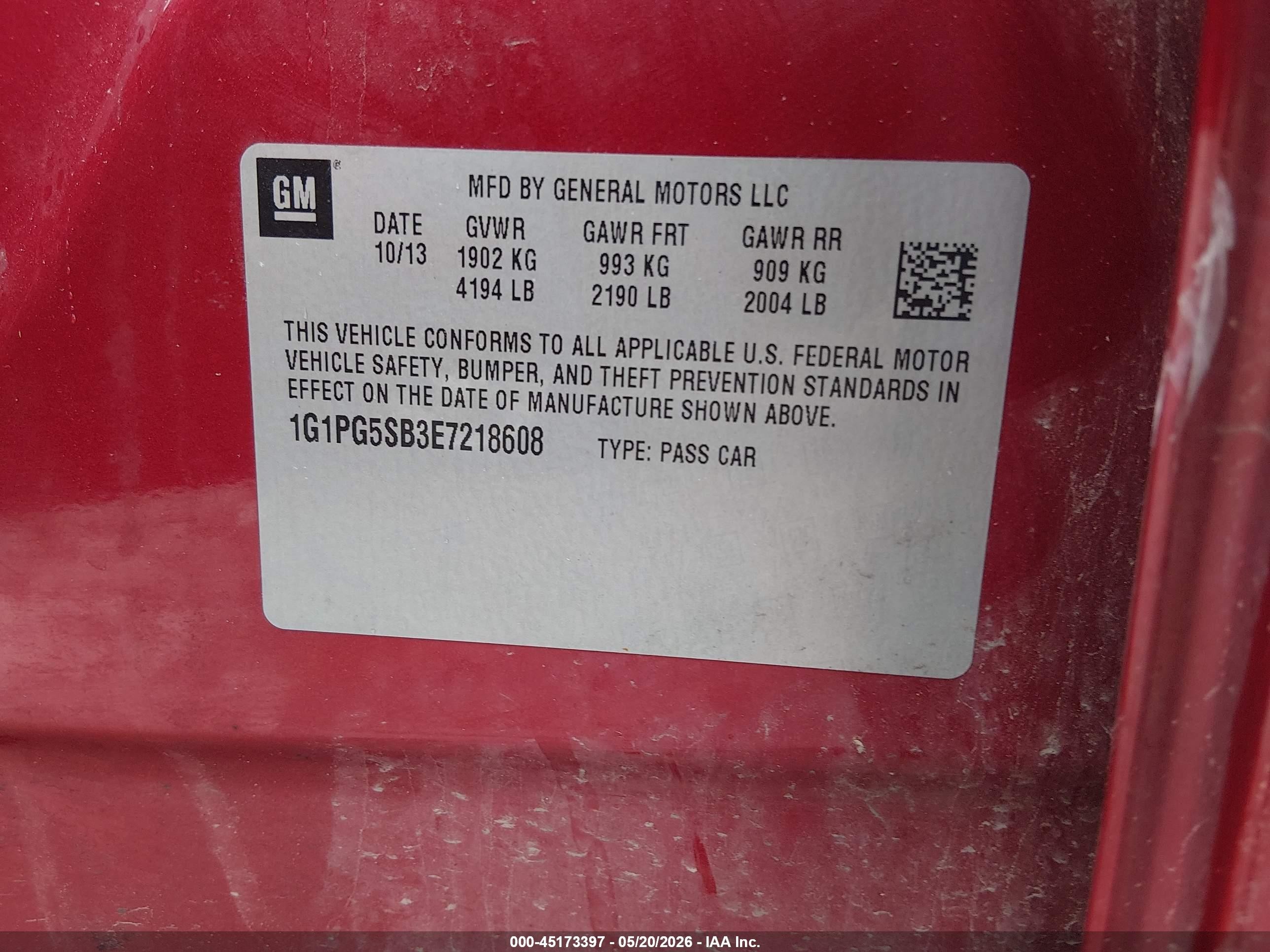 2014 Chevrolet Cruze Ltz Red vin: 1G1PG5SB3E7218608