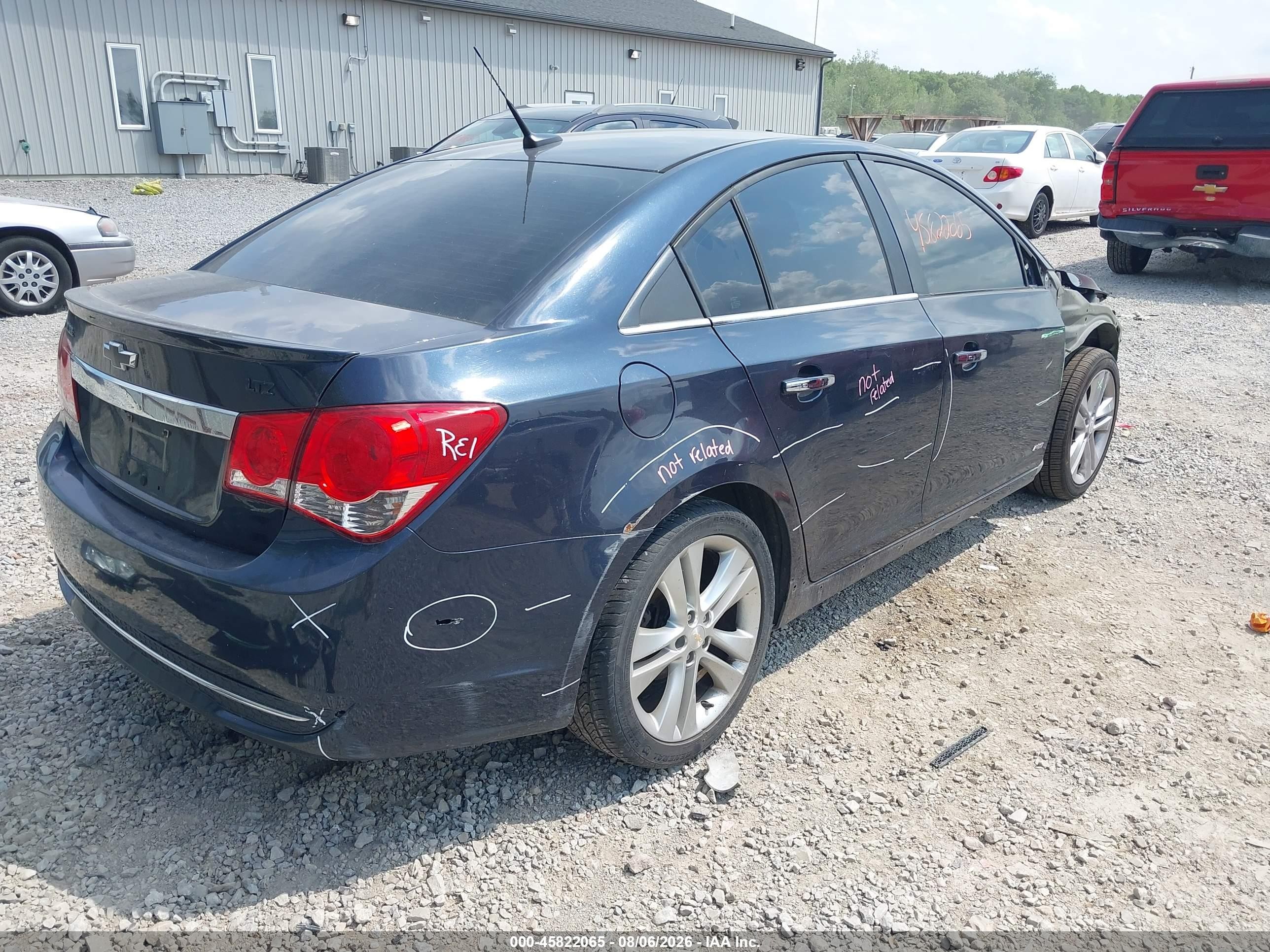 2014 Chevrolet Cruze Ltz Blue vin: 1G1PG5SB4E7363365