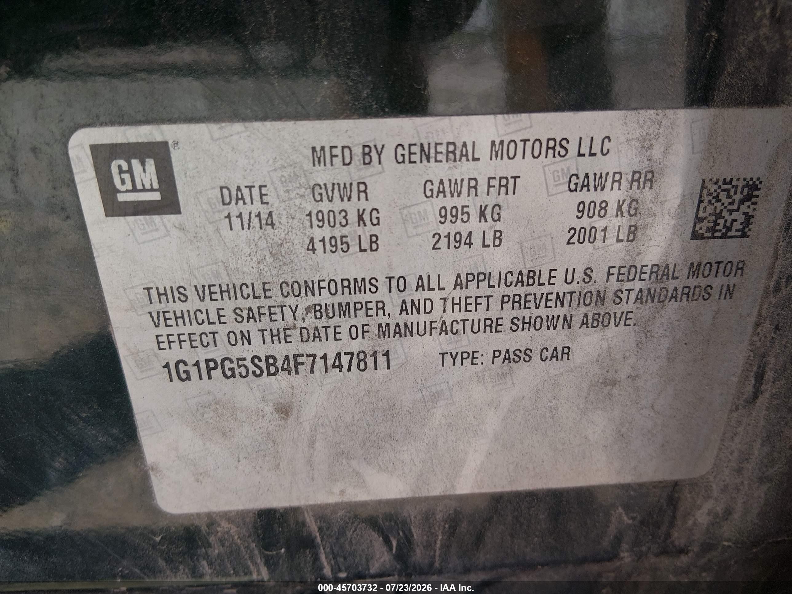 2015 Chevrolet Cruze Ltz Green vin: 1G1PG5SB4F7147811