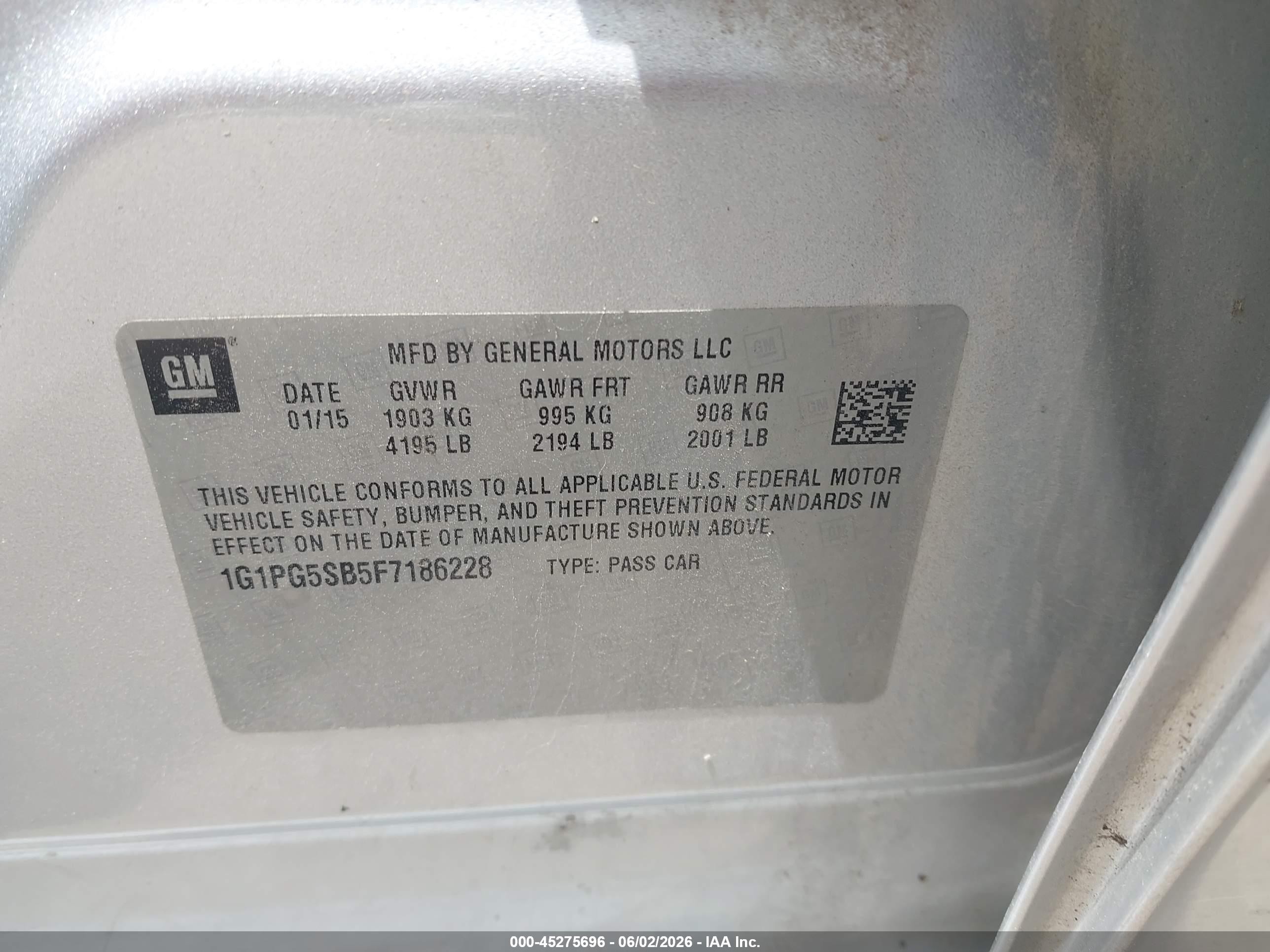 2015 Chevrolet Cruze Ltz Silver vin: 1G1PG5SB5F7186228
