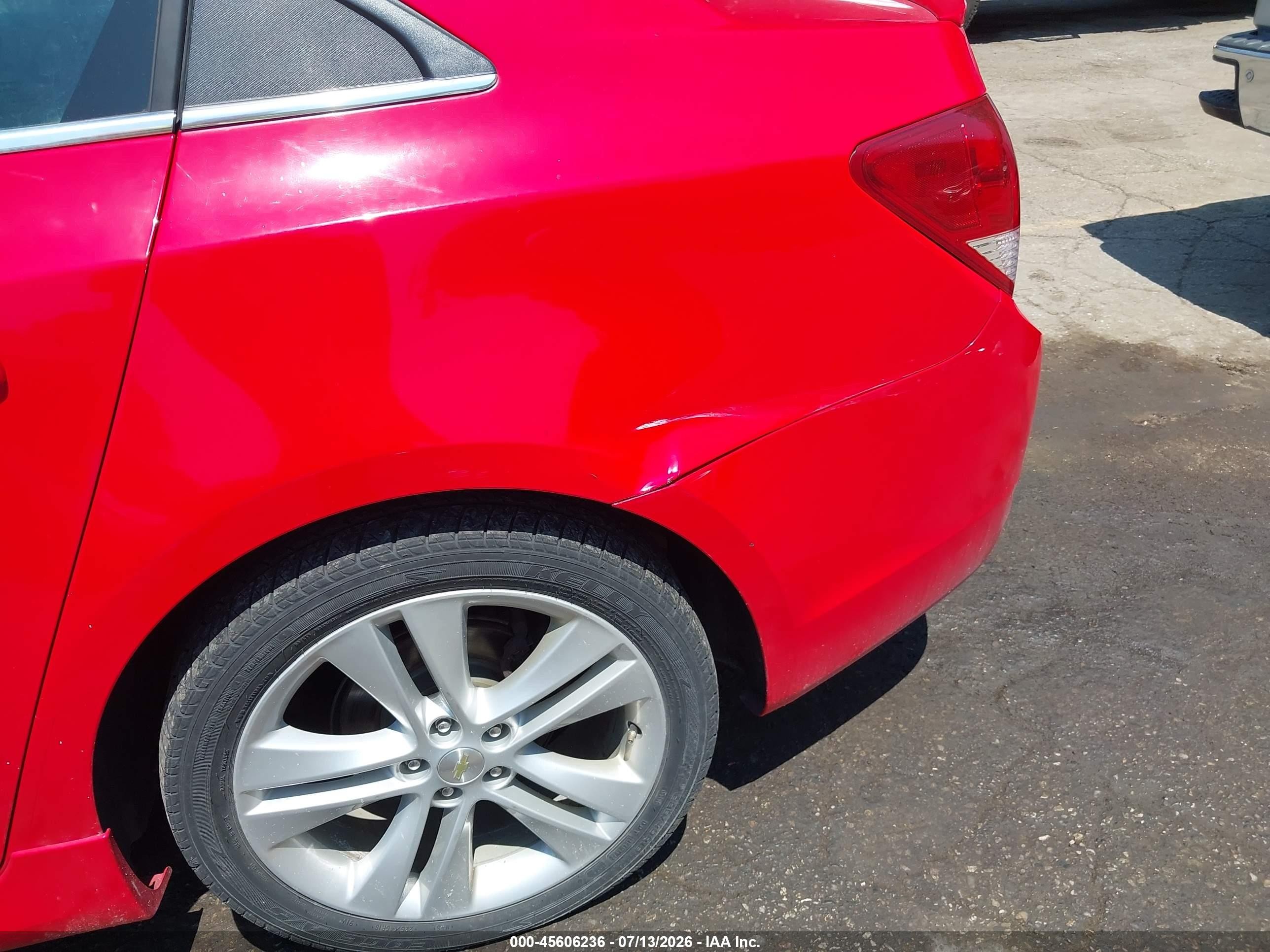 2015 Chevrolet Cruze Ltz Red vin: 1G1PG5SB6F7143419