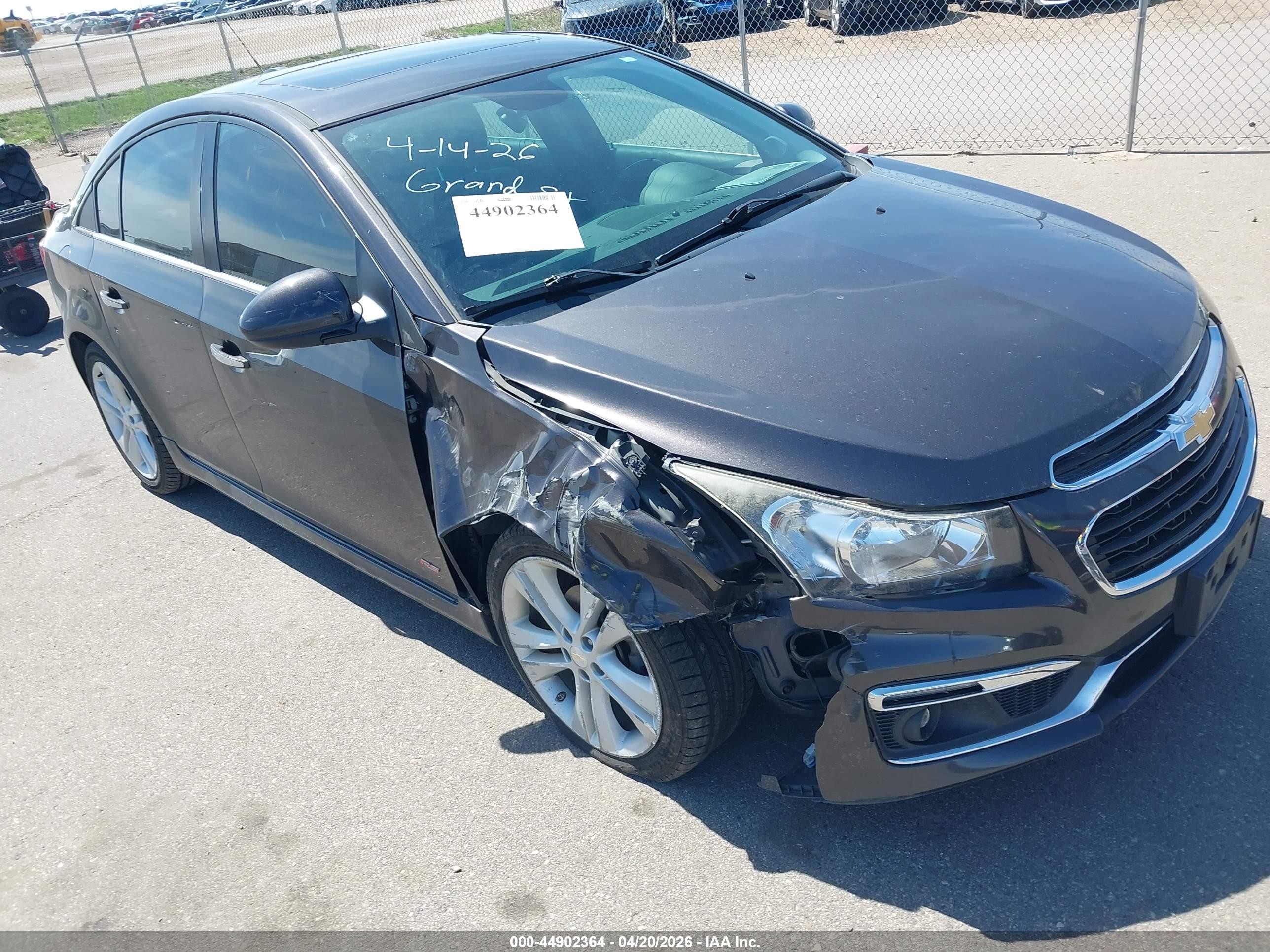 2015 Chevrolet Cruze Ltz Gray vin: 1G1PG5SB6F7224209