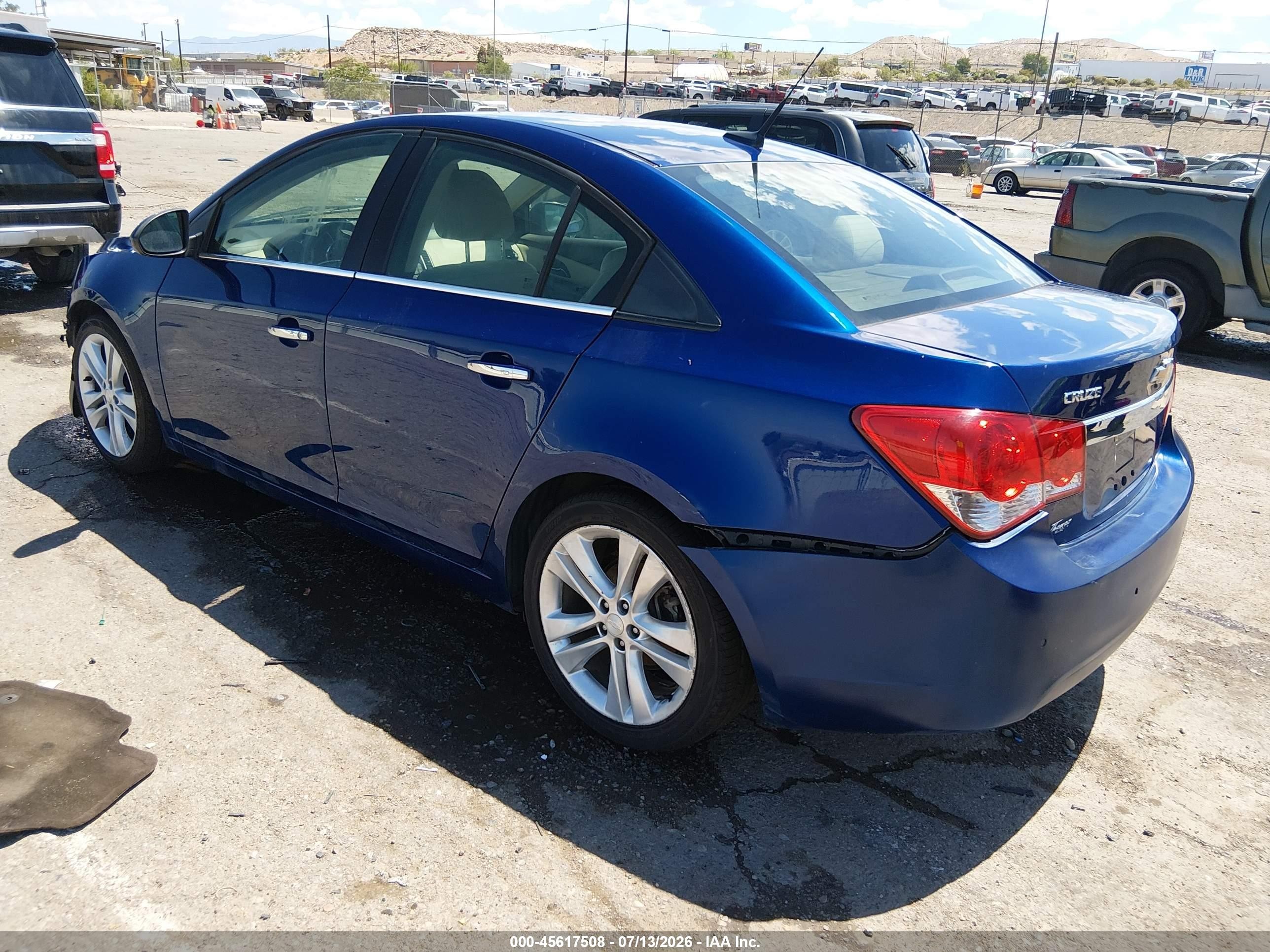 2013 Chevrolet Cruze Ltz Blue vin: 1G1PG5SB7D7182498
