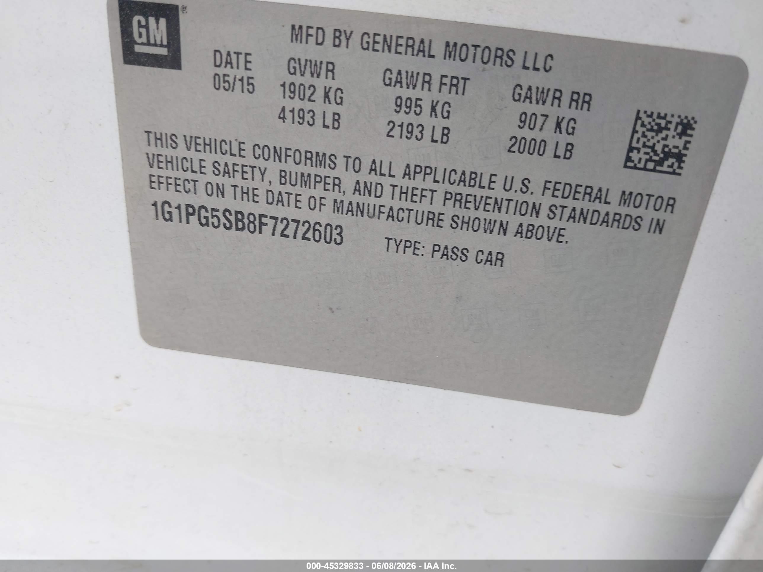 2015 Chevrolet Cruze Ltz Белый vin: 1G1PG5SB8F7272603