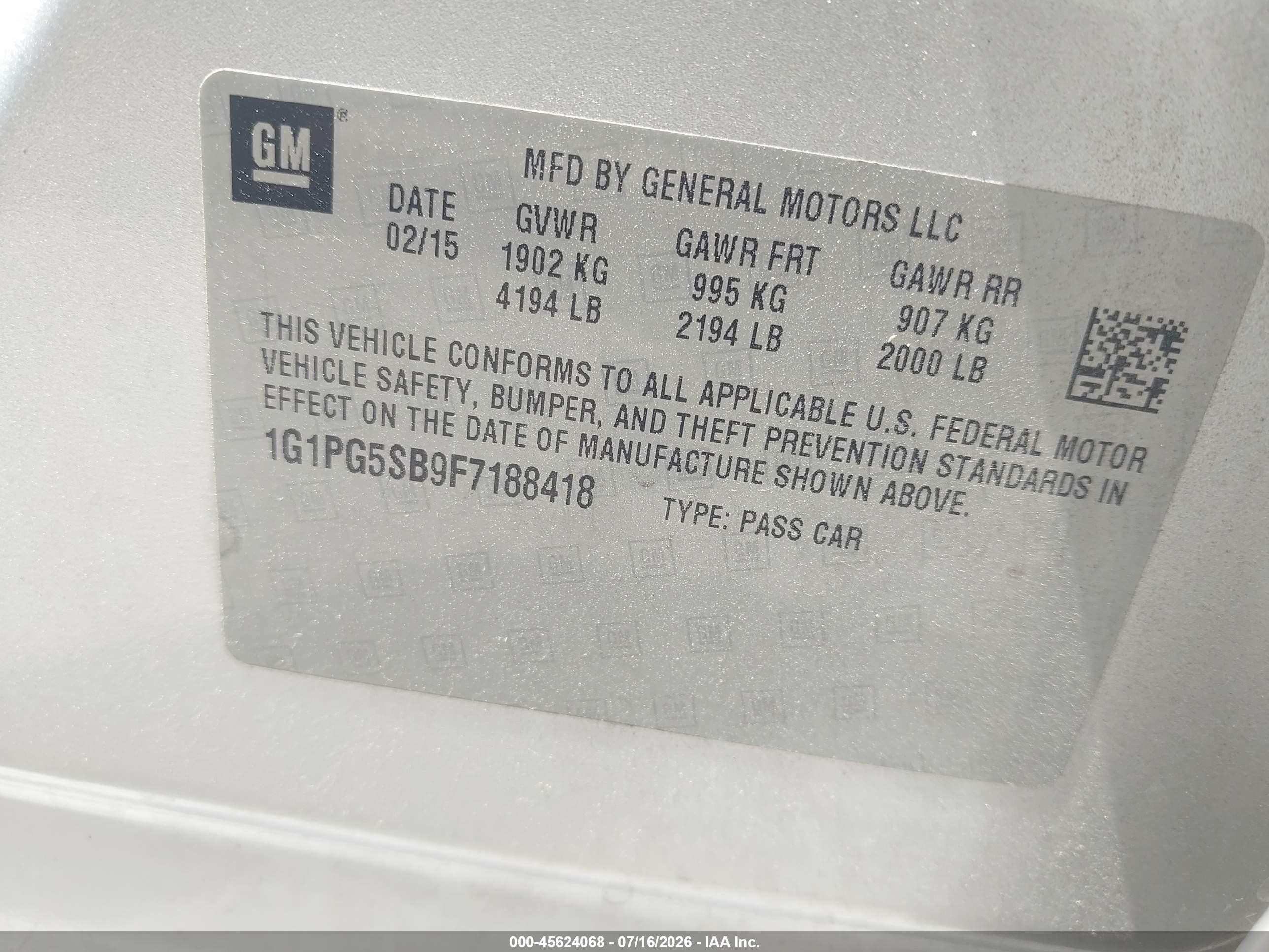 2015 Chevrolet Cruze Ltz Silver vin: 1G1PG5SB9F7188418