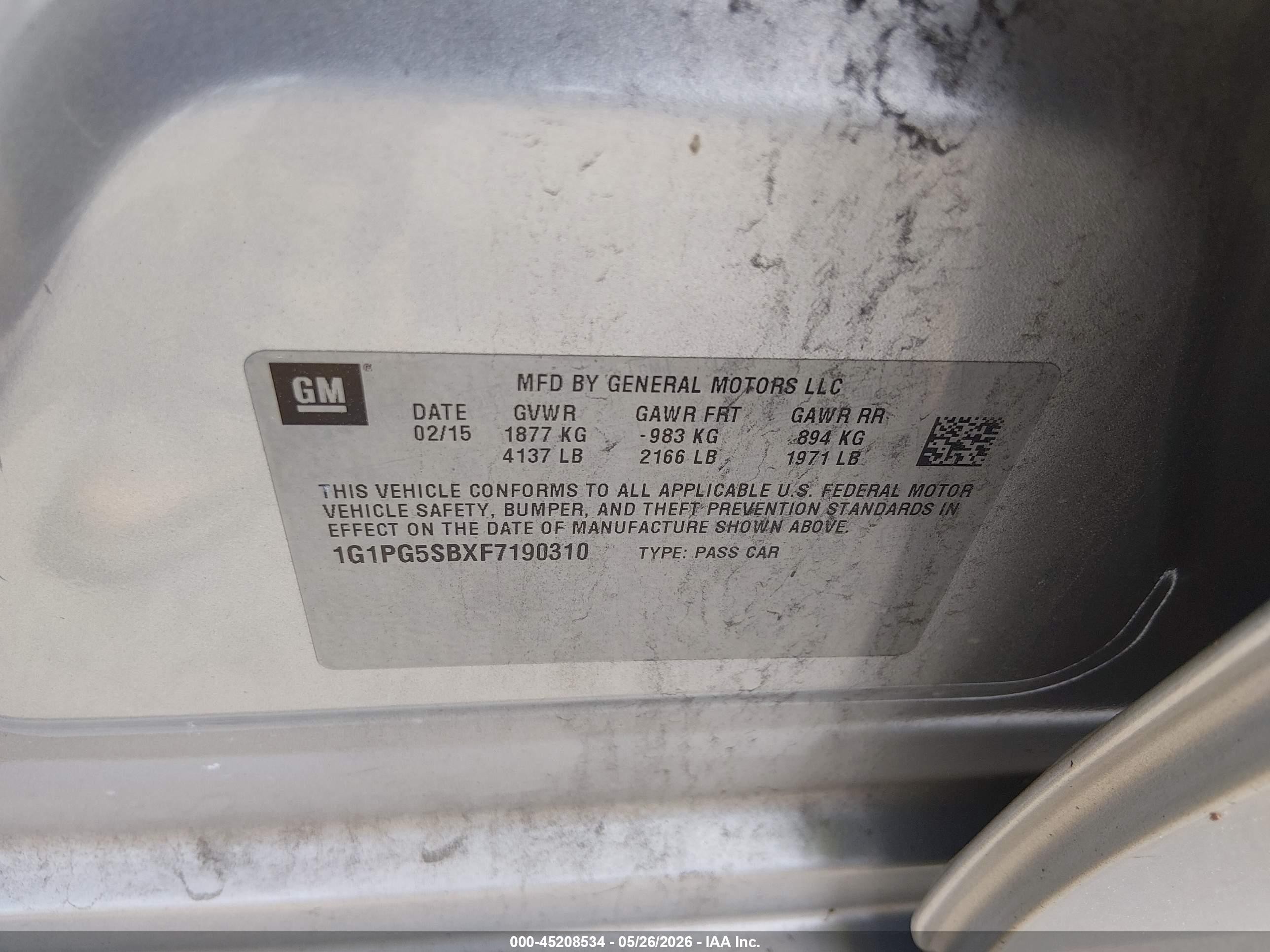 2015 Chevrolet Cruze Ltz Серебряный vin: 1G1PG5SBXF7190310