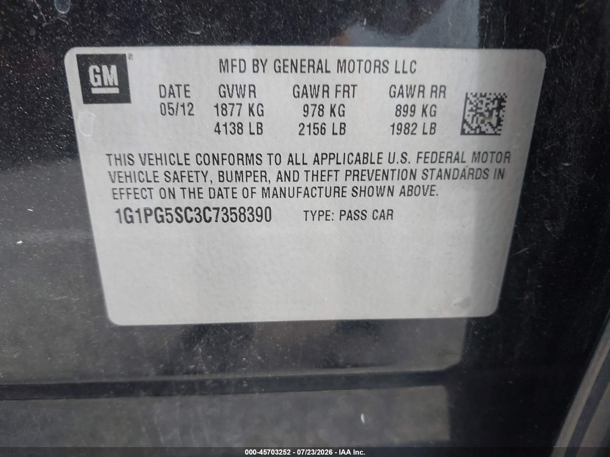 2012 Chevrolet Cruze 2lt Черный vin: 1G1PG5SC3C7358390