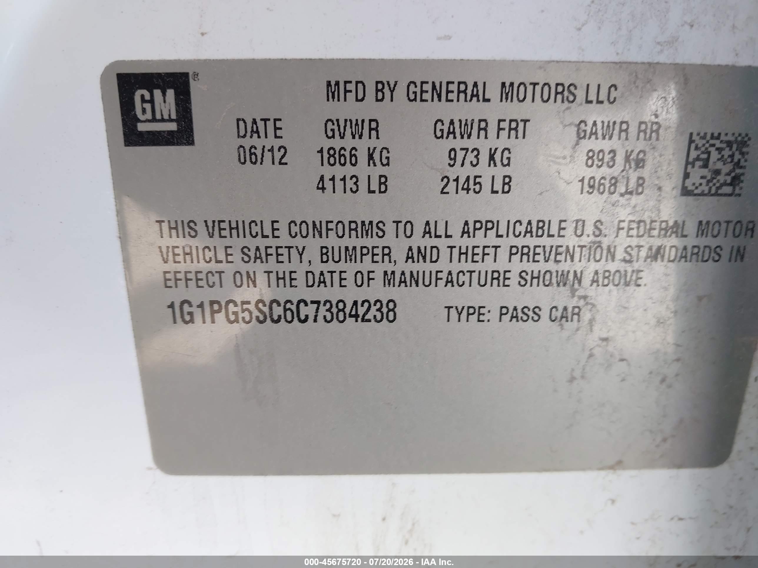 2012 Chevrolet Cruze 2lt White vin: 1G1PG5SC6C7384238