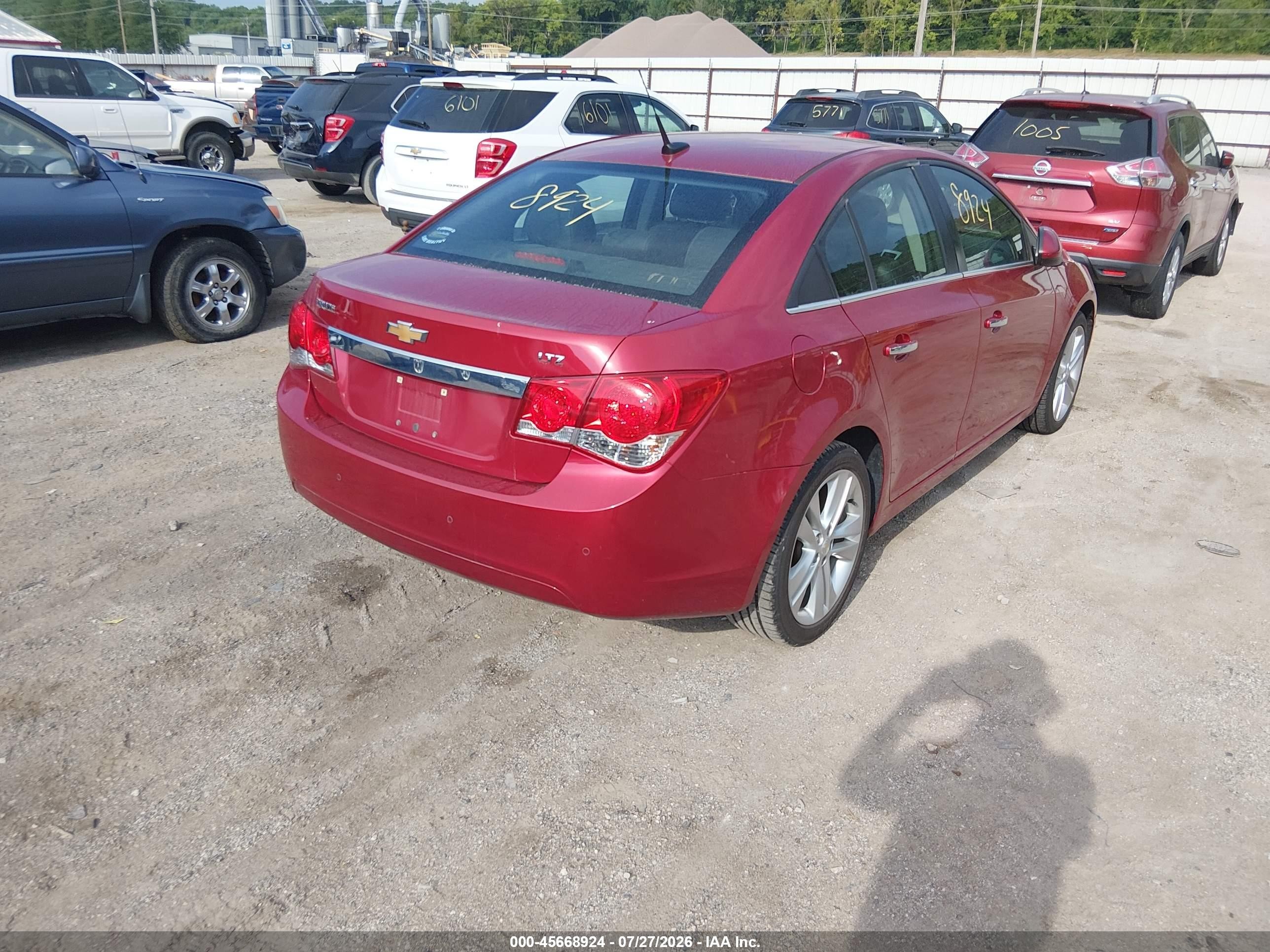 2011 Chevrolet Cruze Ltz Red vin: 1G1PH5S90B7190580