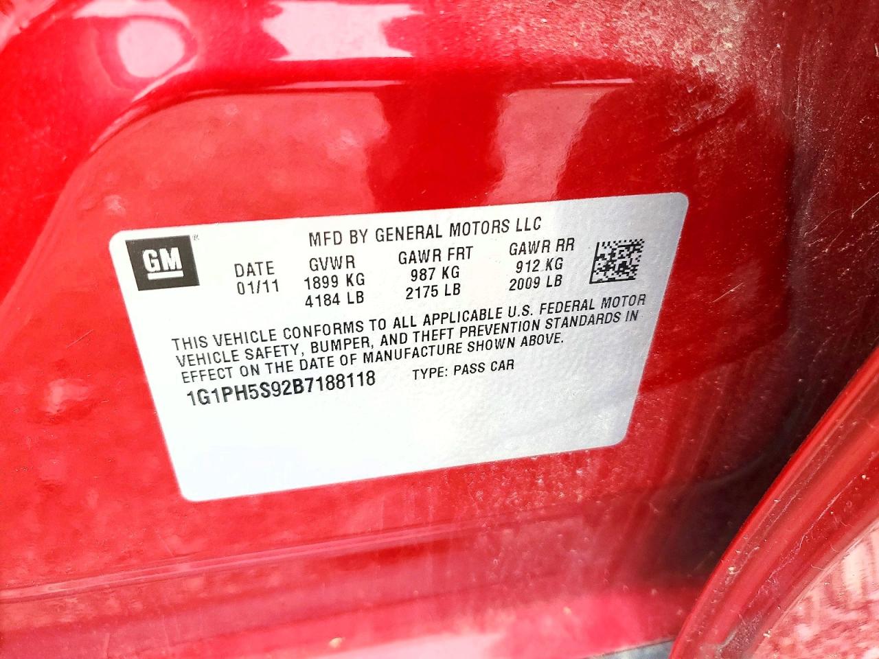 2011 Chevrolet Cruze Ltz Red vin: 1G1PH5S92B7188118