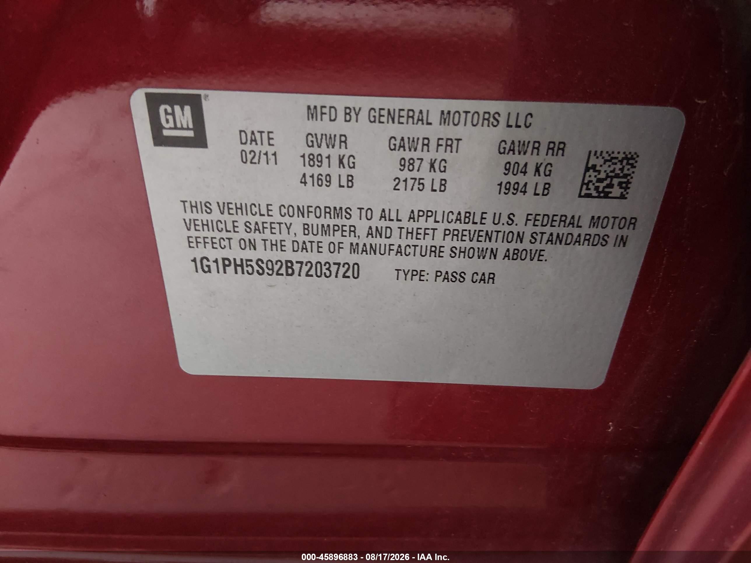 2011 Chevrolet Cruze Ltz Red vin: 1G1PH5S92B7203720